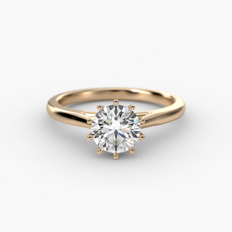 Ten Prong Solitaire Engagement Ring In 14K Yellow Gold