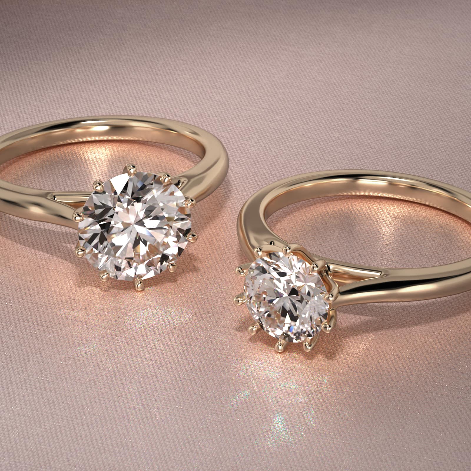 Ten Prong Solitaire Engagement Ring In 18K Yellow Gold