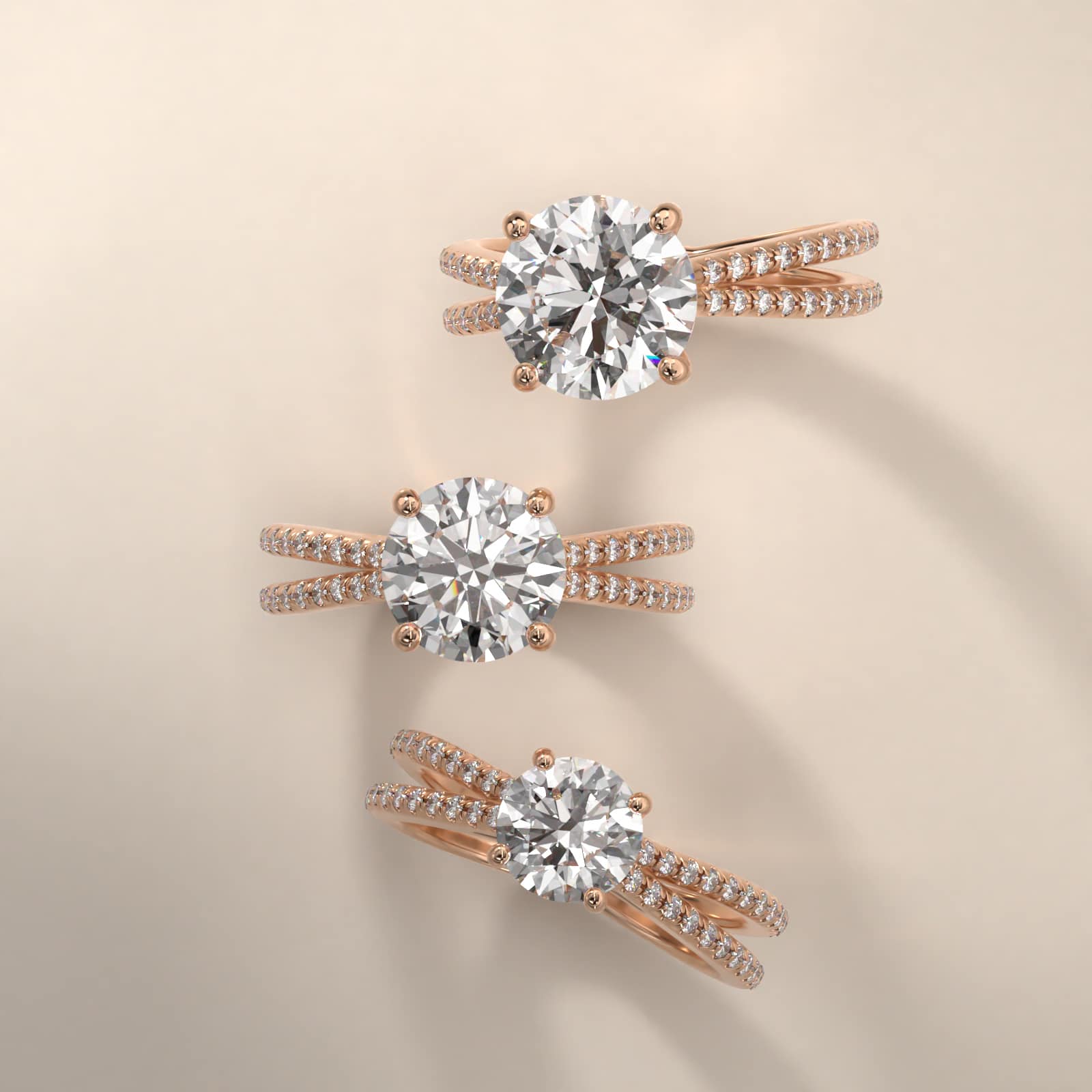 Cathedral Crossover Diamond Pavé Engagement Ring In 14K Rose Gold