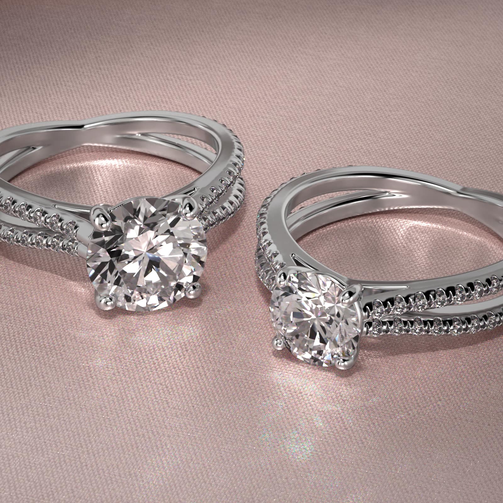 Cathedral Crossover Diamond Pavé Engagement Ring In 18K White Gold