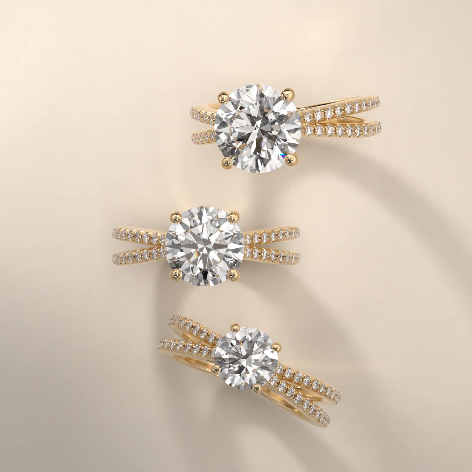 Cathedral Crossover Diamond Pavé Engagement Ring In 14K Yellow Gold