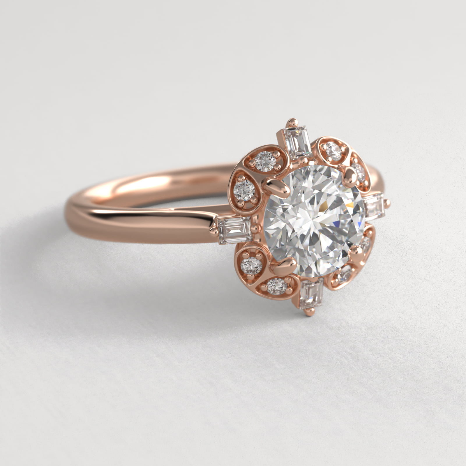 Whimsical Frame Vintage-Style Engagement Ring In 14K Rose Gold