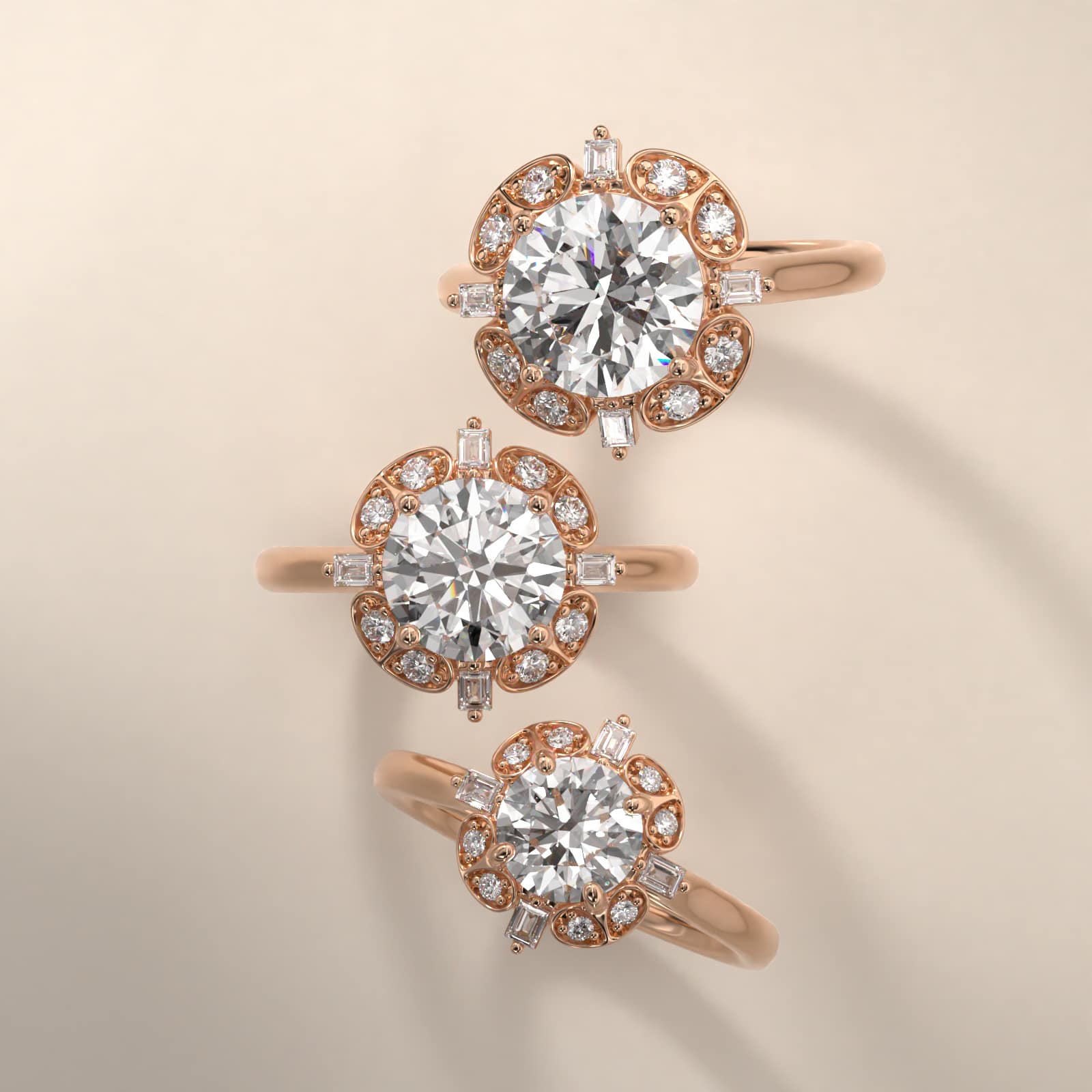 Whimsical Frame Vintage-Style Engagement Ring In 14K Rose Gold