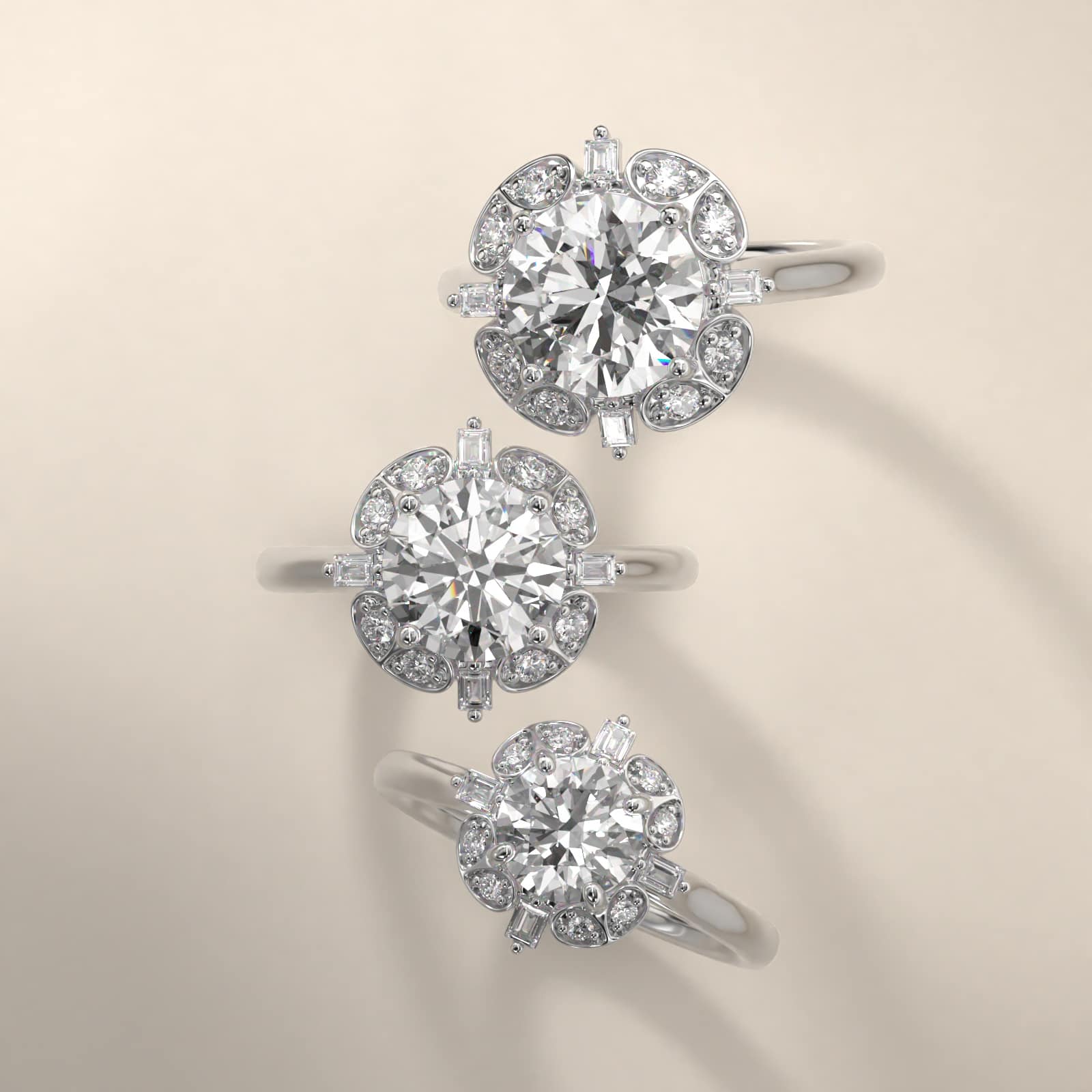 Whimsical Frame Vintage-Style Engagement Ring In Platinum