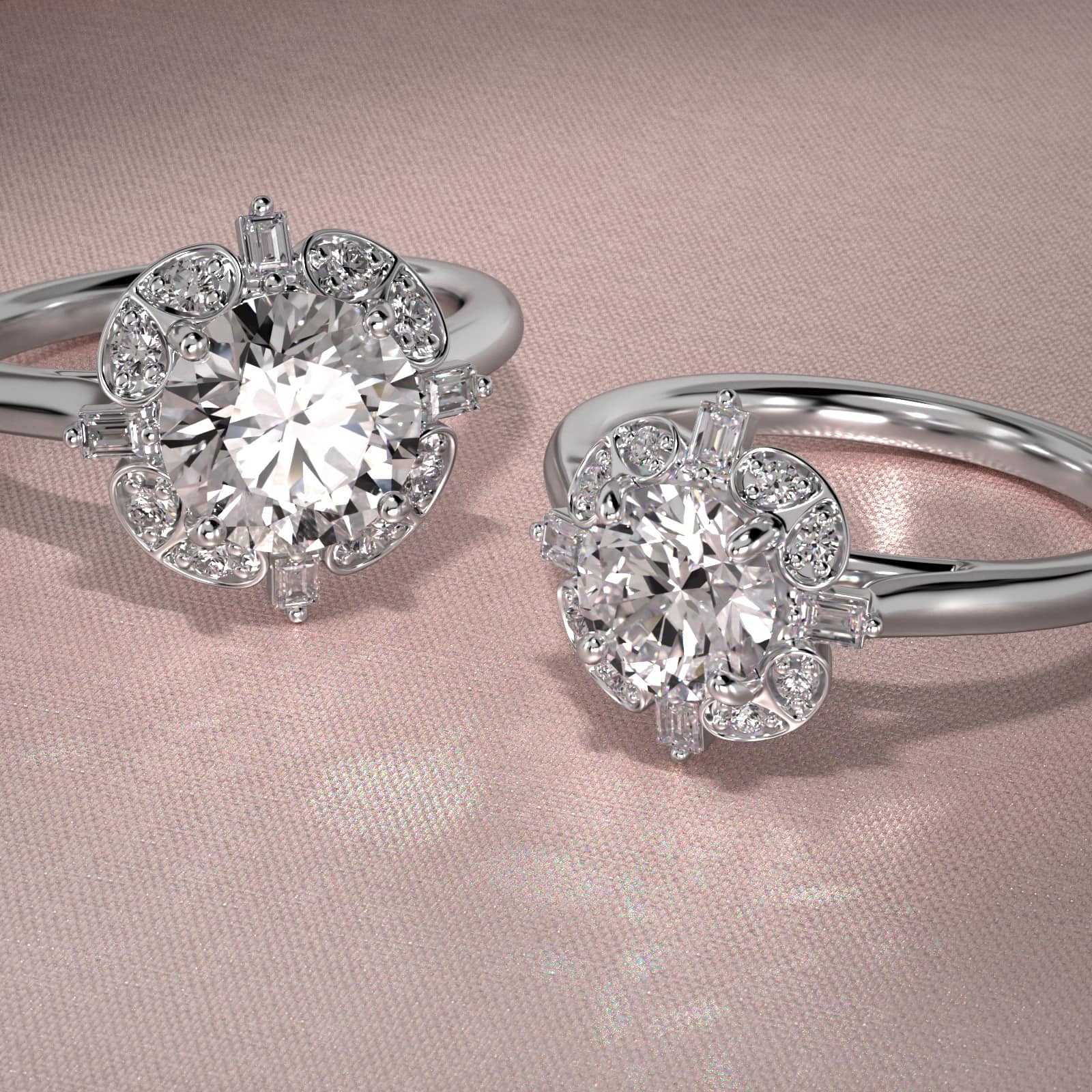 Whimsical Frame Vintage-Style Engagement Ring In 14K White Gold