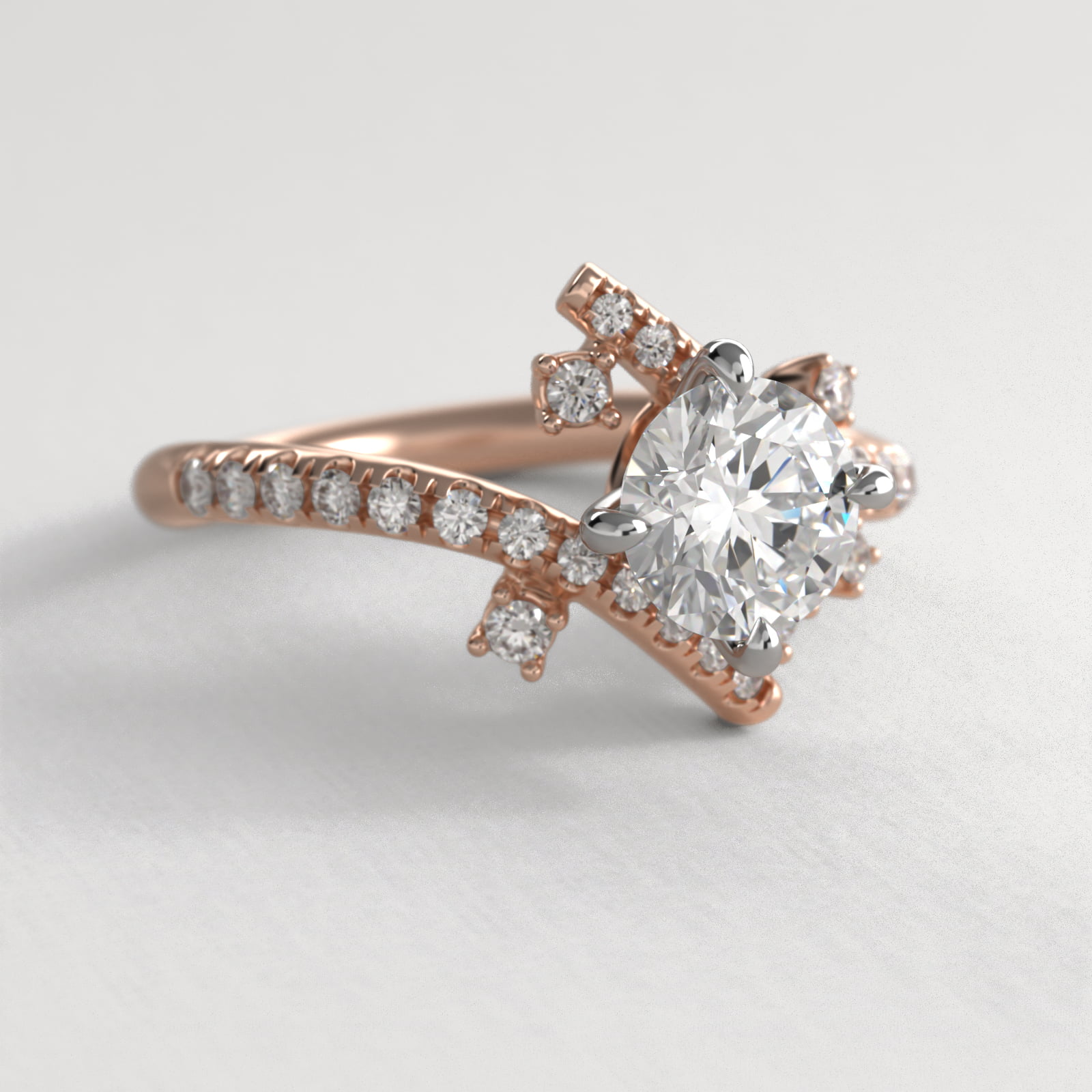 Blossom Tree Diamond Pavé Engagement Ring In 14K Rose Gold