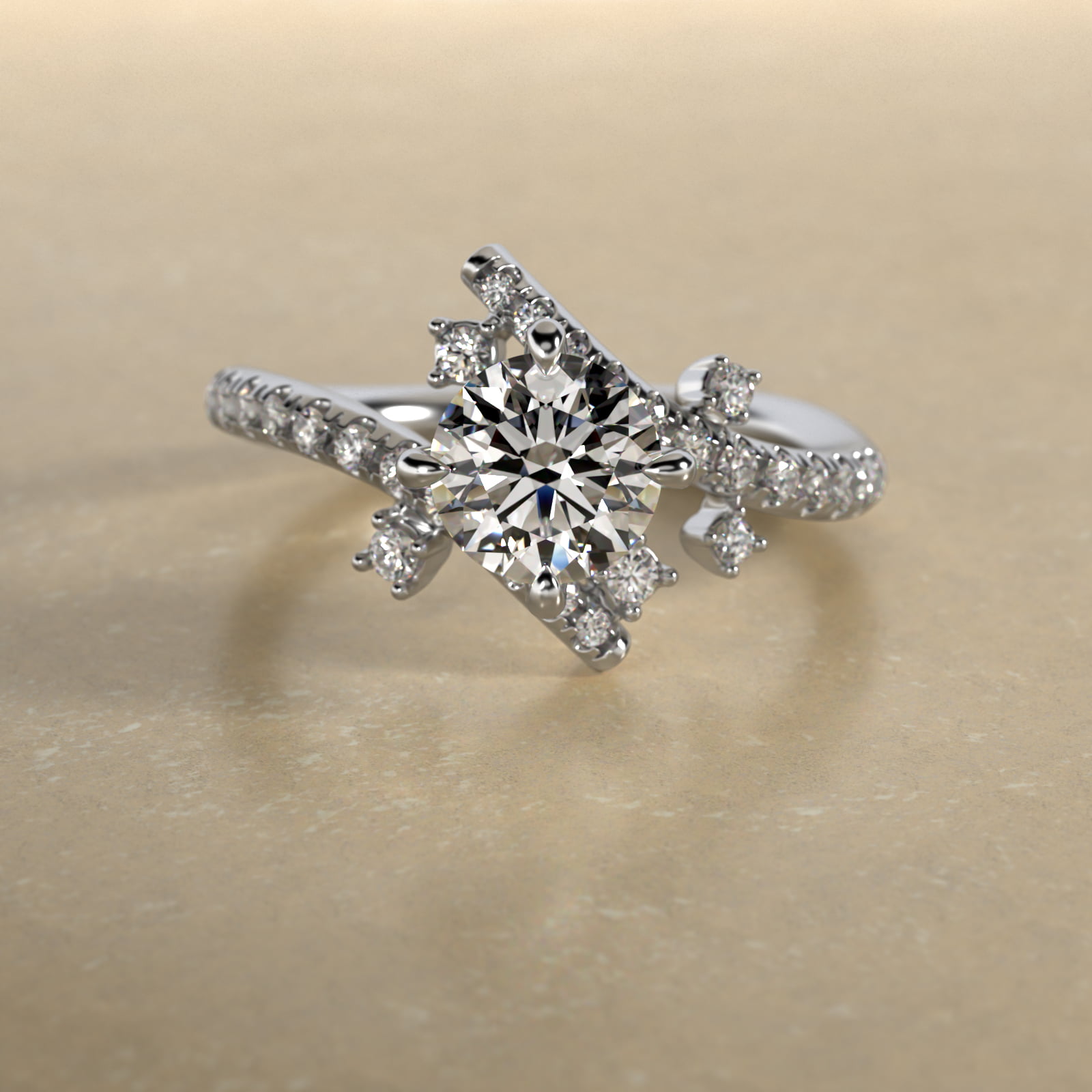 Blossom Tree Diamond Pavé Engagement Ring In Platinum