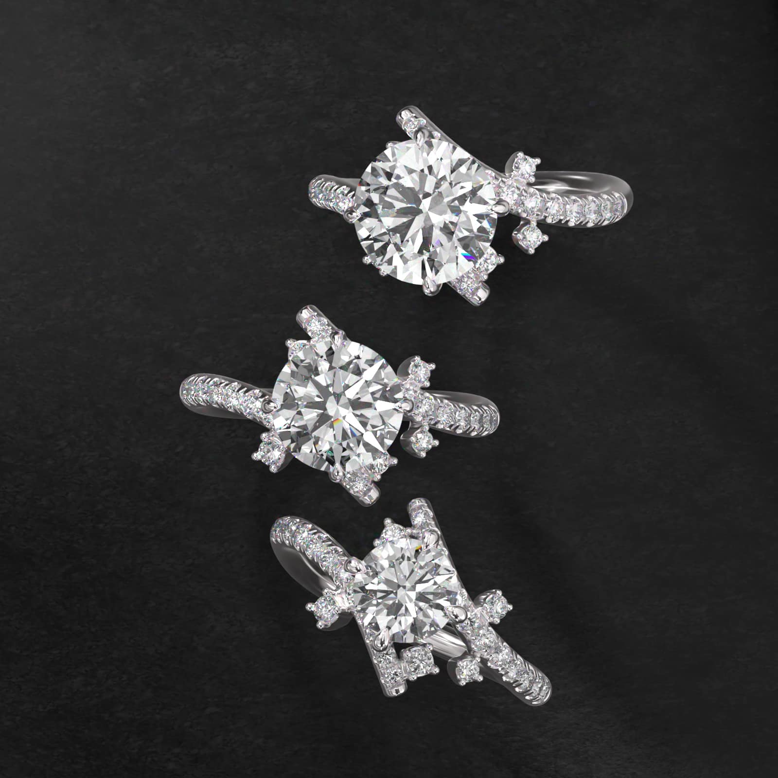 Blossom Tree Diamond Pavé Engagement Ring In 14K White Gold