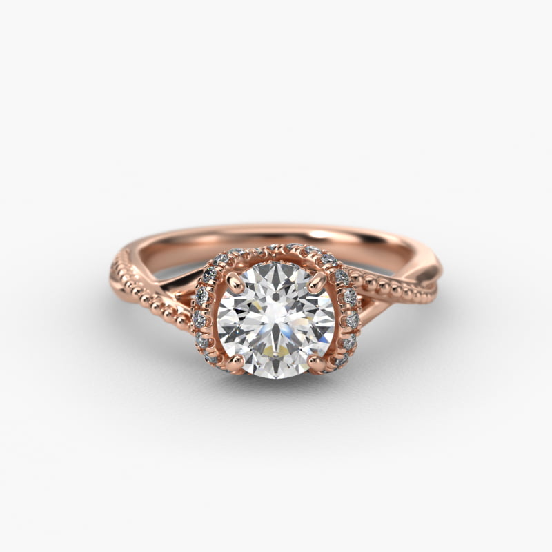 Ribbon Vintage-Style Engagement Ring In 14K Rose Gold
