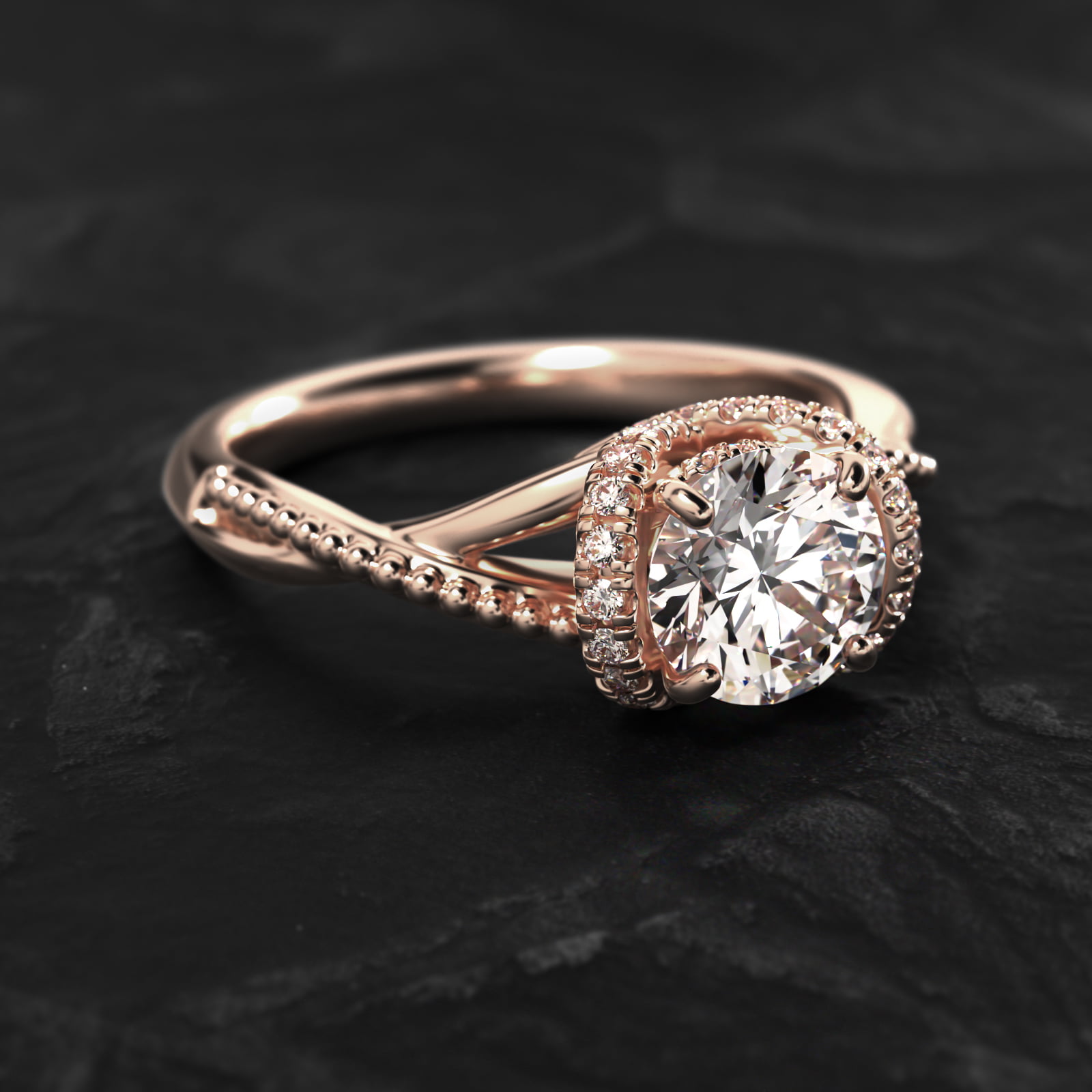 Ribbon Vintage-Style Engagement Ring In 14K Rose Gold