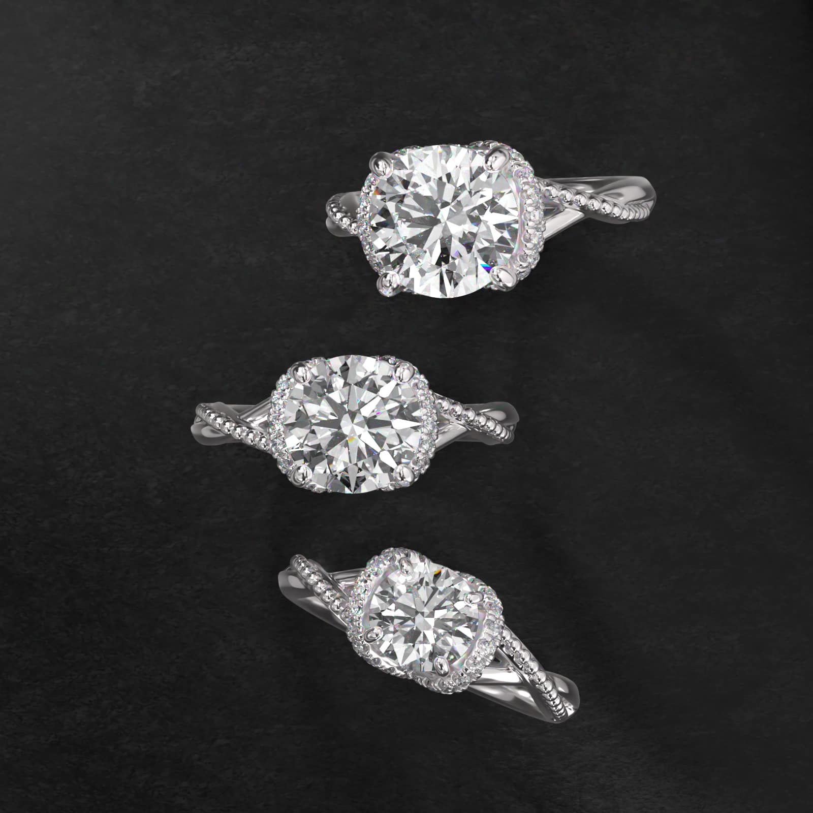 Ribbon Vintage-Style Engagement Ring In 14K White Gold