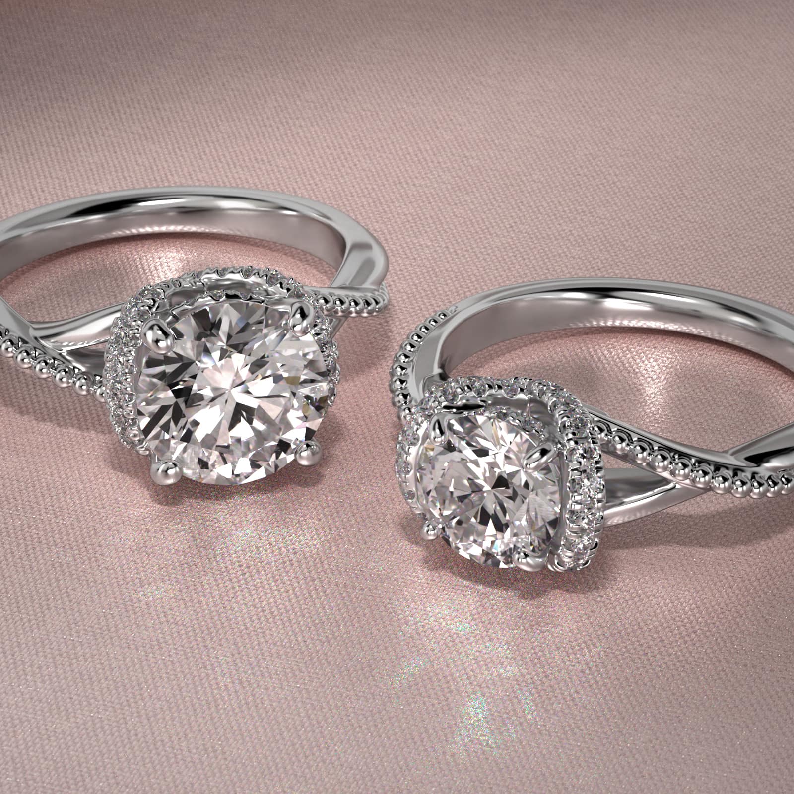 Ribbon Vintage-Style Engagement Ring In 18K White Gold