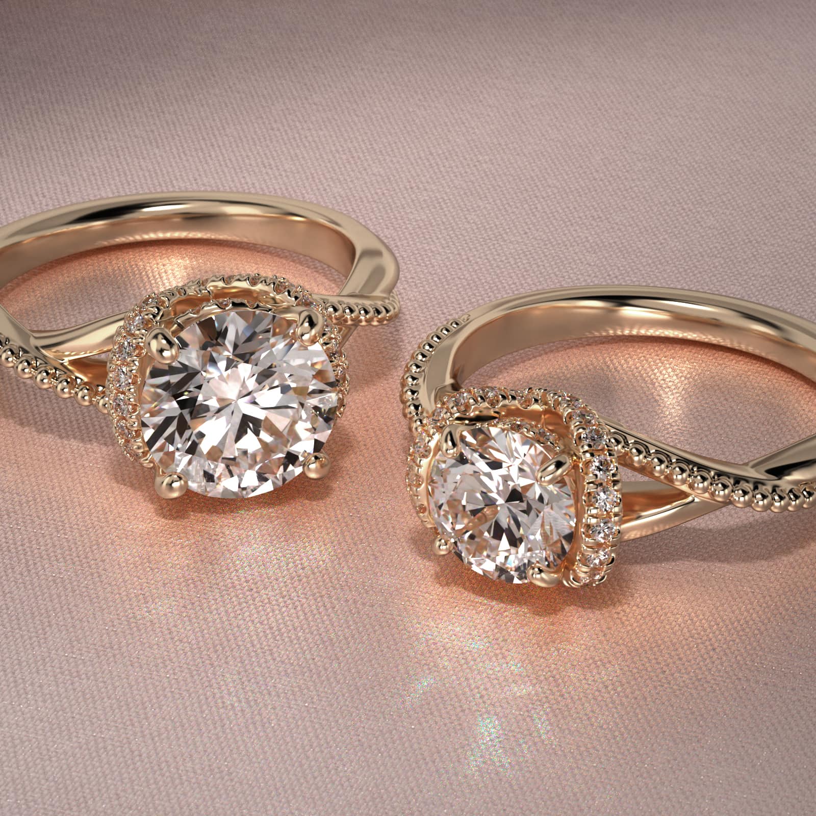 Ribbon Vintage-Style Engagement Ring In 14K Yellow Gold