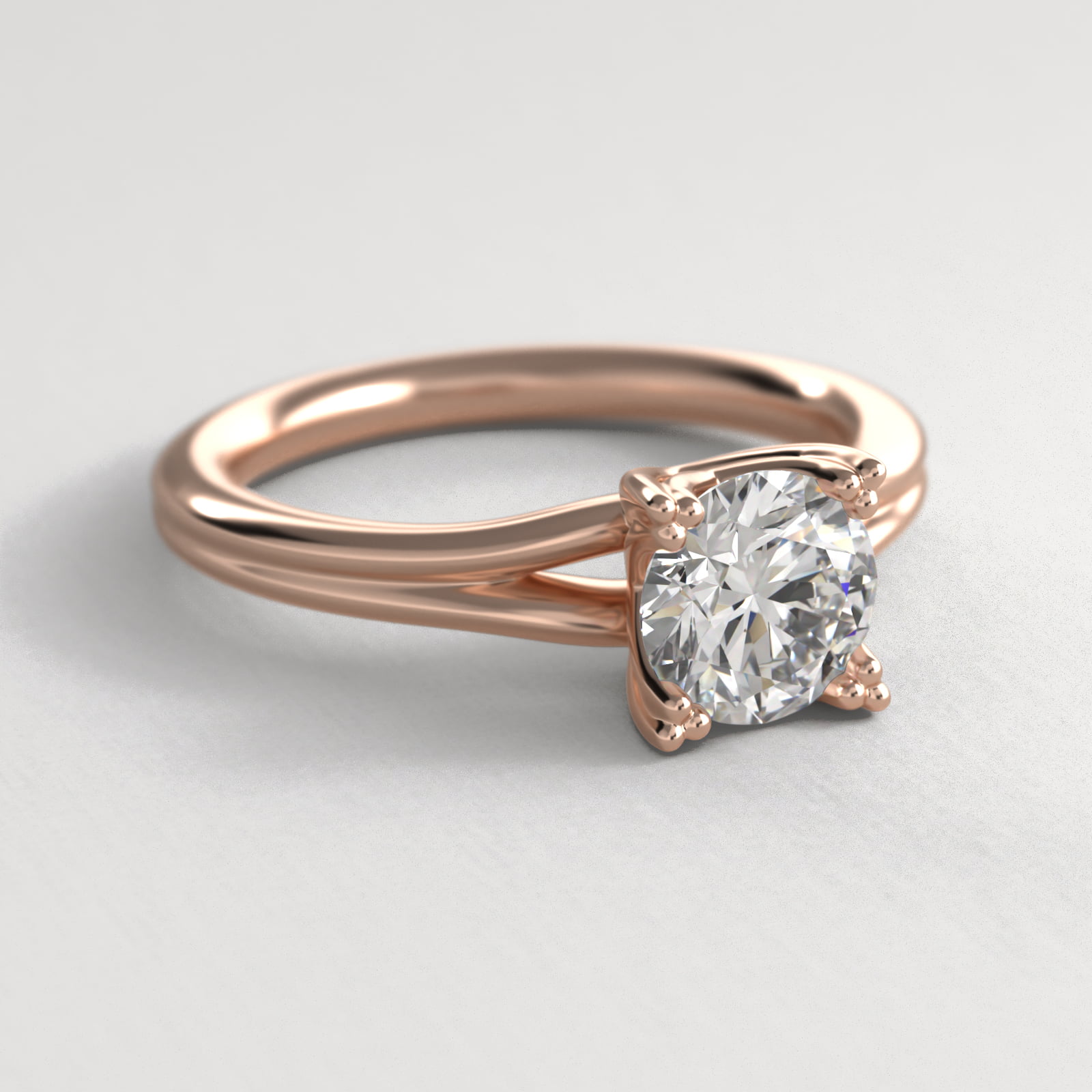 Woven Solitaire Engagement Ring In 14K Rose Gold