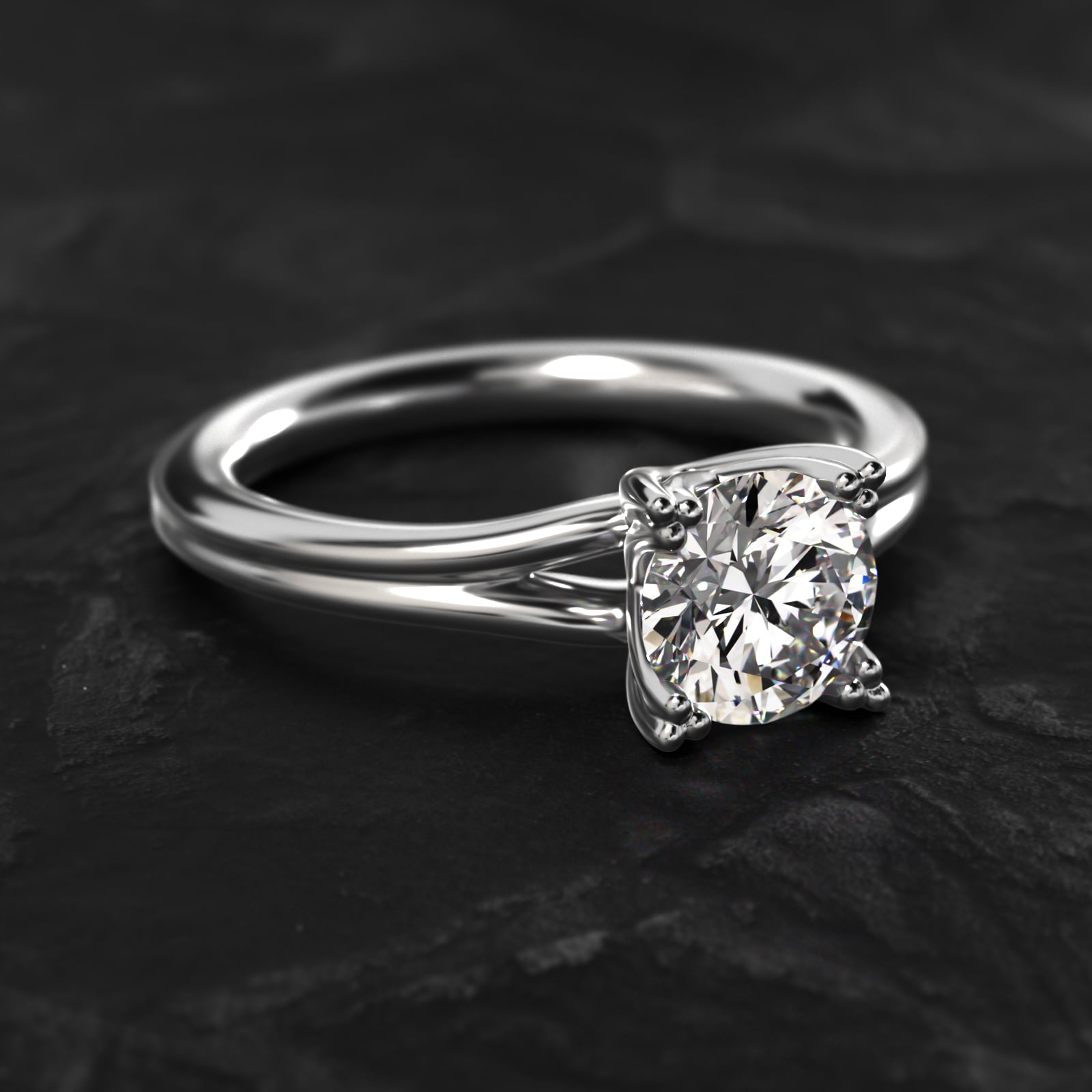 Woven Solitaire Engagement Ring In 18K White Gold