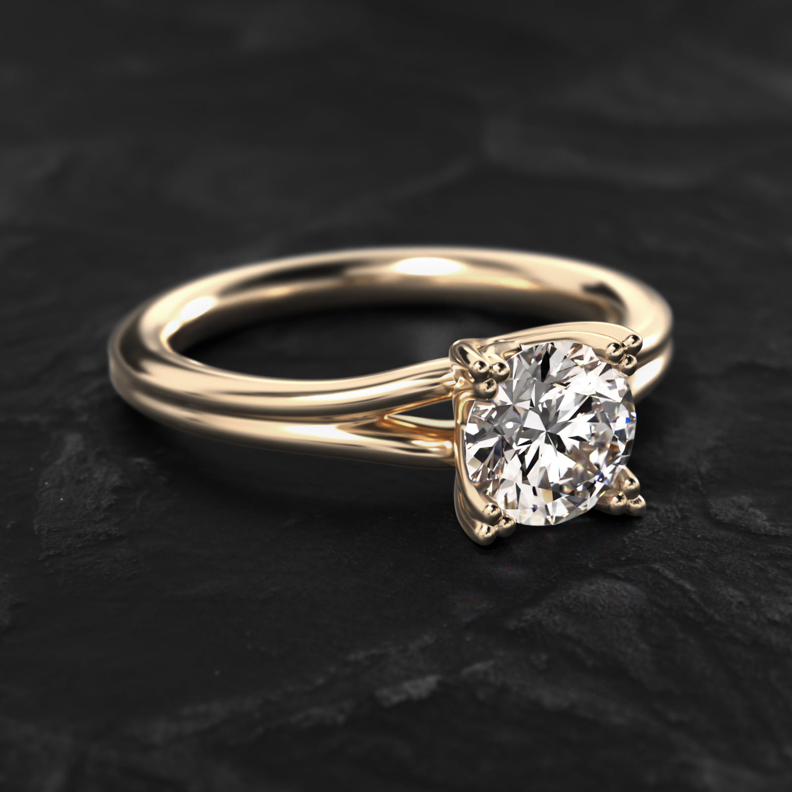 Woven Solitaire Engagement Ring In 14K Yellow Gold
