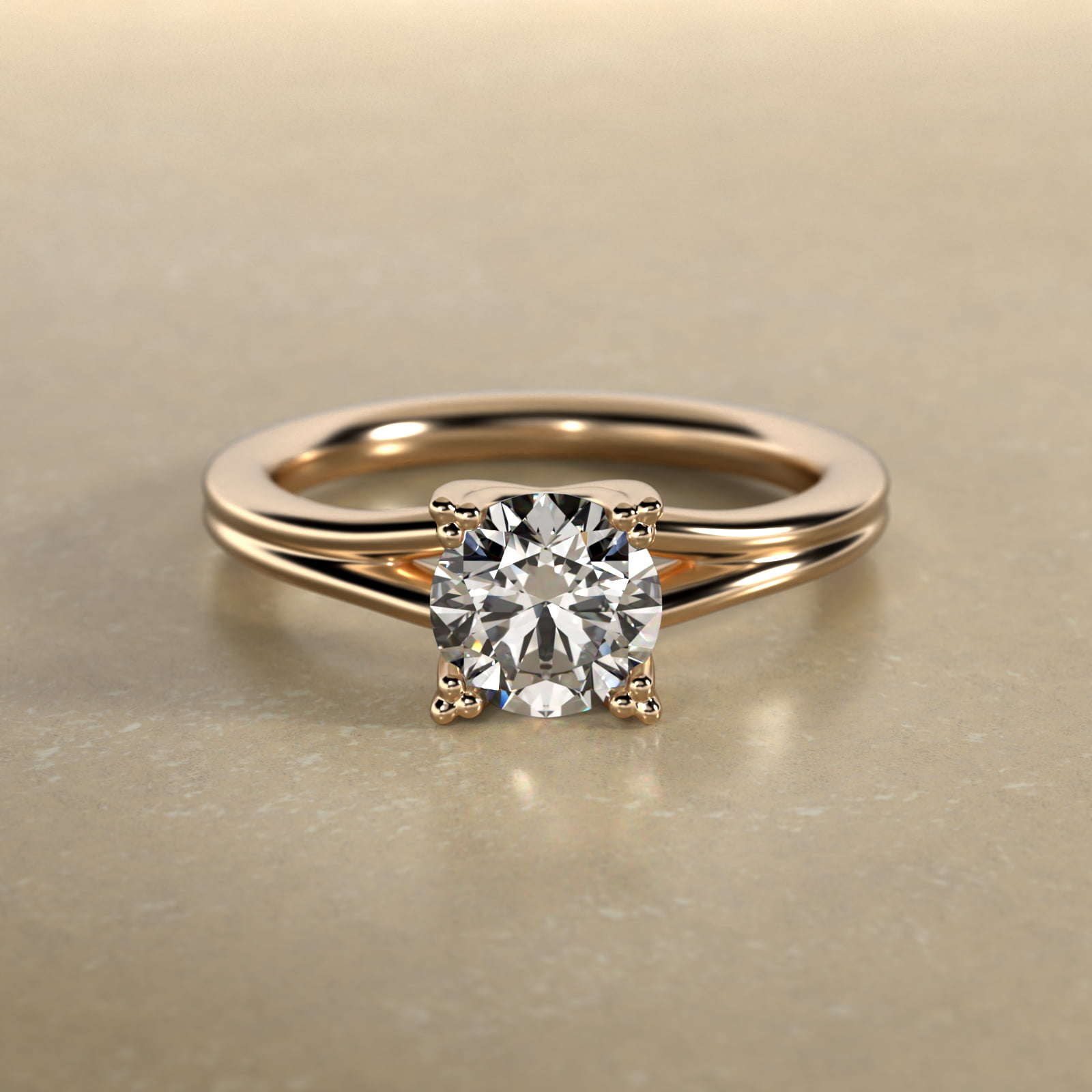 Woven Solitaire Engagement Ring In 18K Yellow Gold