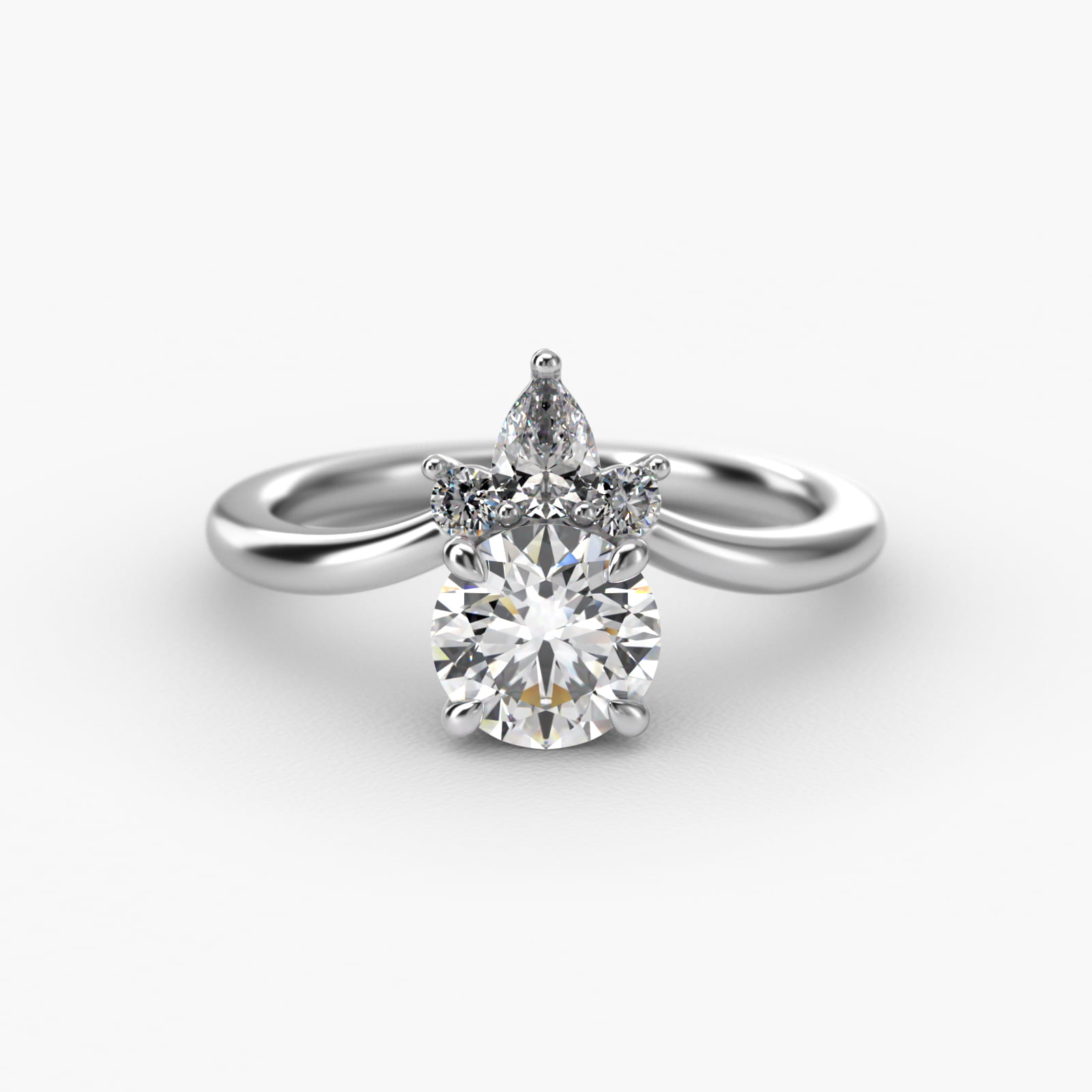 Three Stone Diamond Tiara Engagement Ring In Platinum