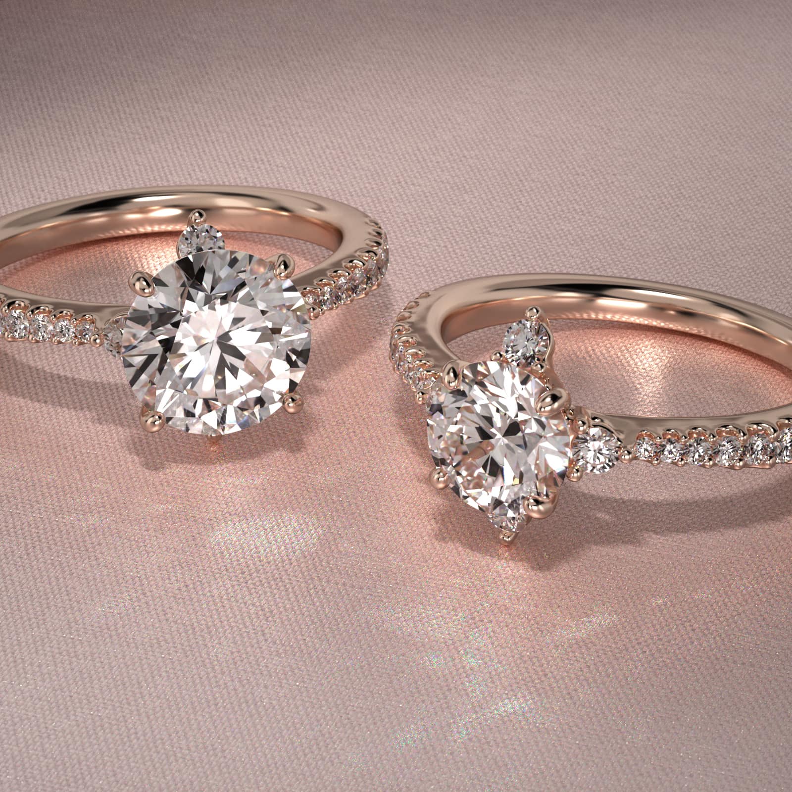 Compass Point Diamond  Accent Engagement Ring In 14K Rose Gold