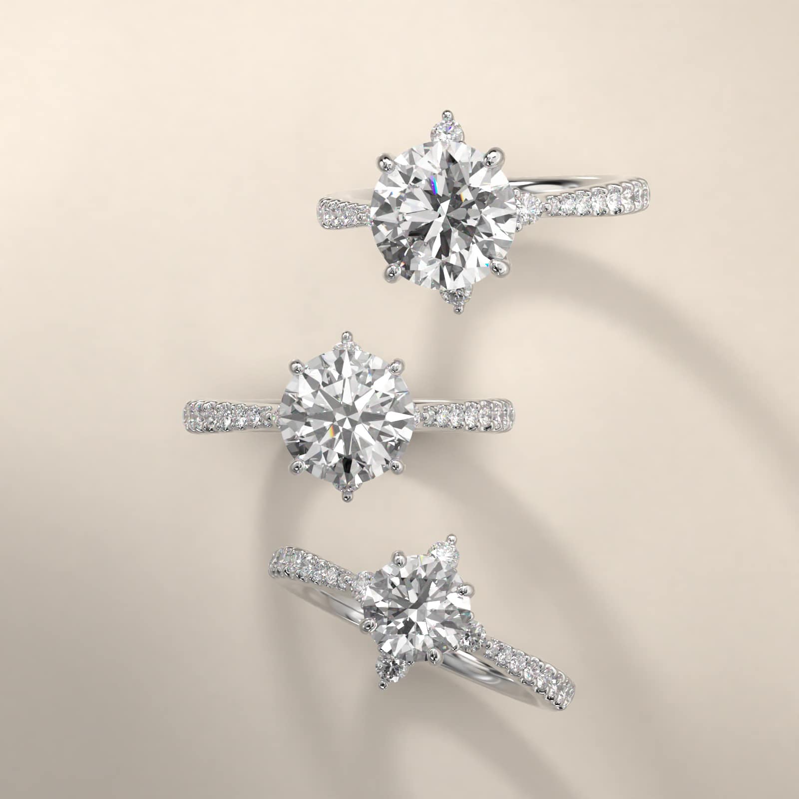 Compass Point Diamond  Accent Engagement Ring In 18K White Gold