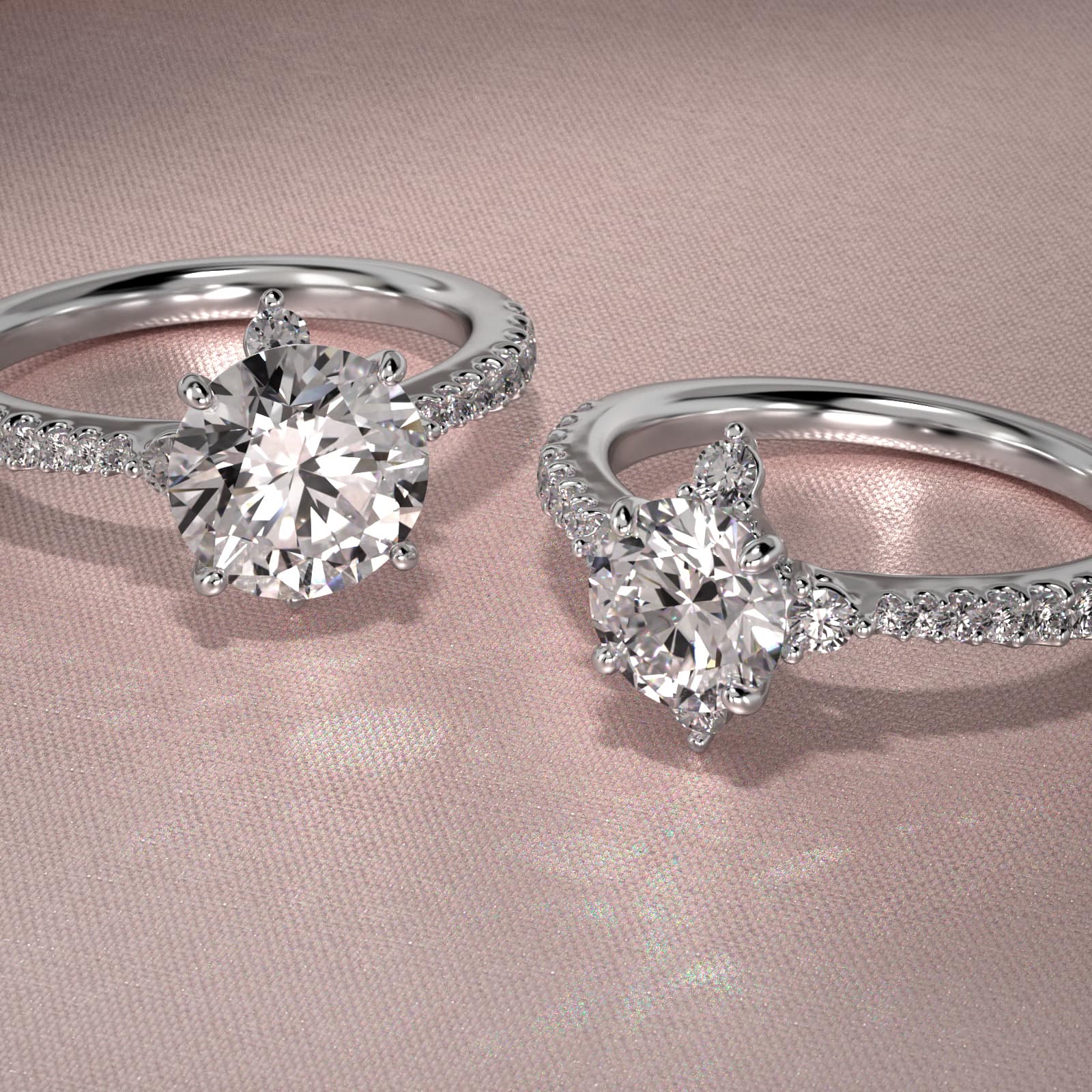 Compass Point Diamond  Accent Engagement Ring In 14K White Gold