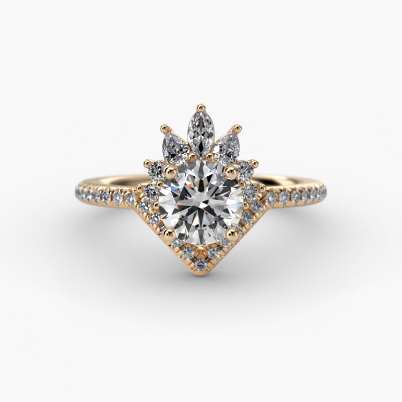 Sunburst Diamond Tiara Engagement Ring In 18K Yellow Gold