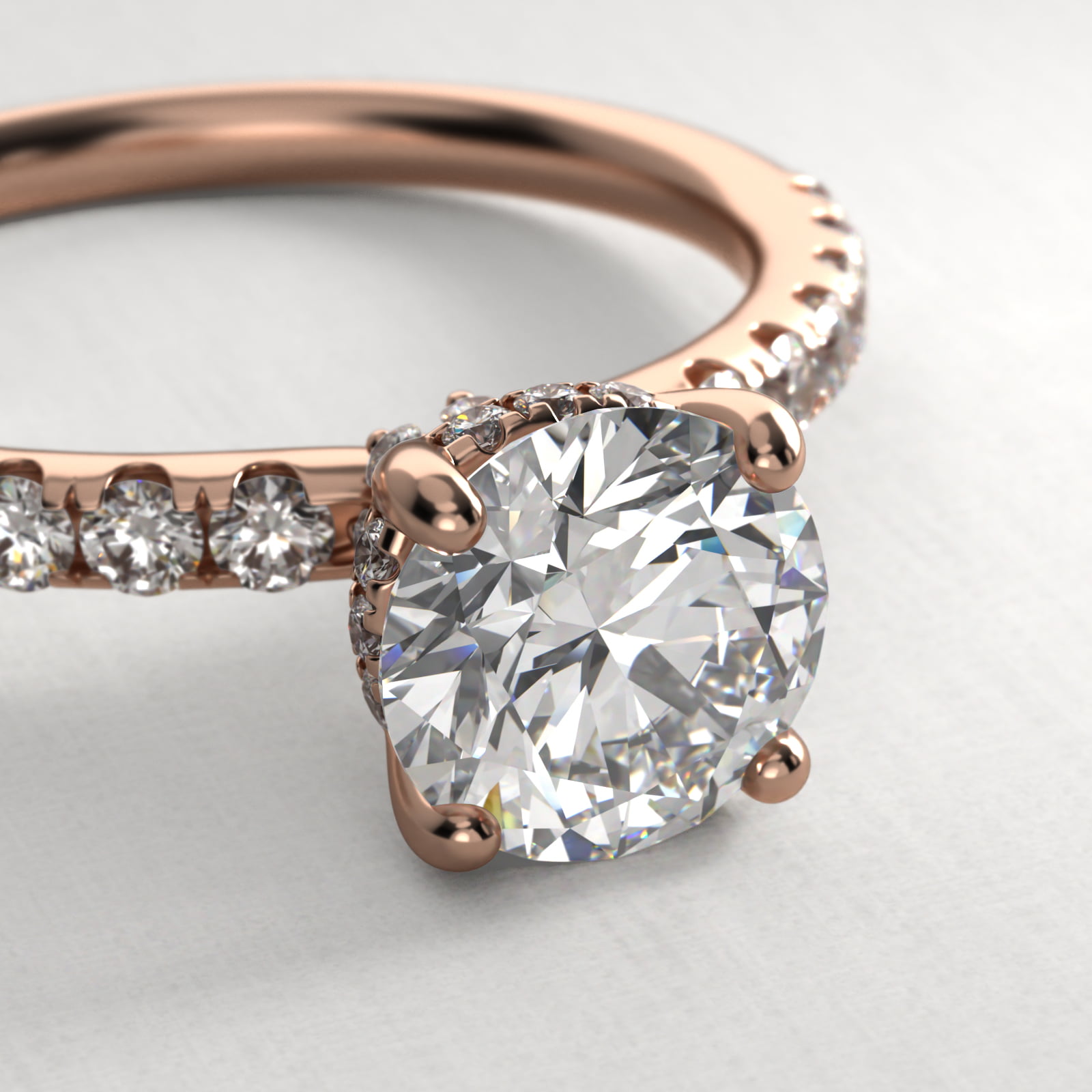 Crown Pavé Hidden Halo Lab-Grown Diamond Engagement Ring In 14K Rose Gold