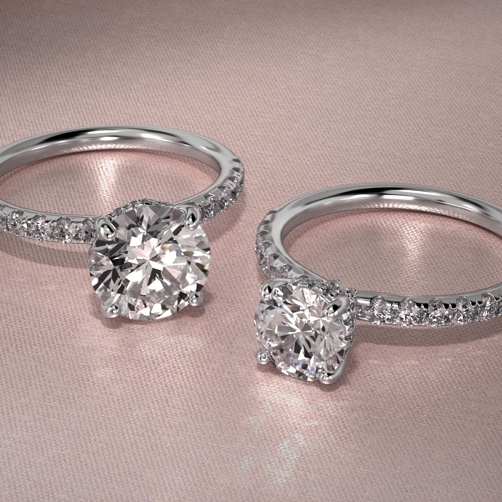 Crown Pavé Hidden Halo Diamond Engagement Ring In Platinum