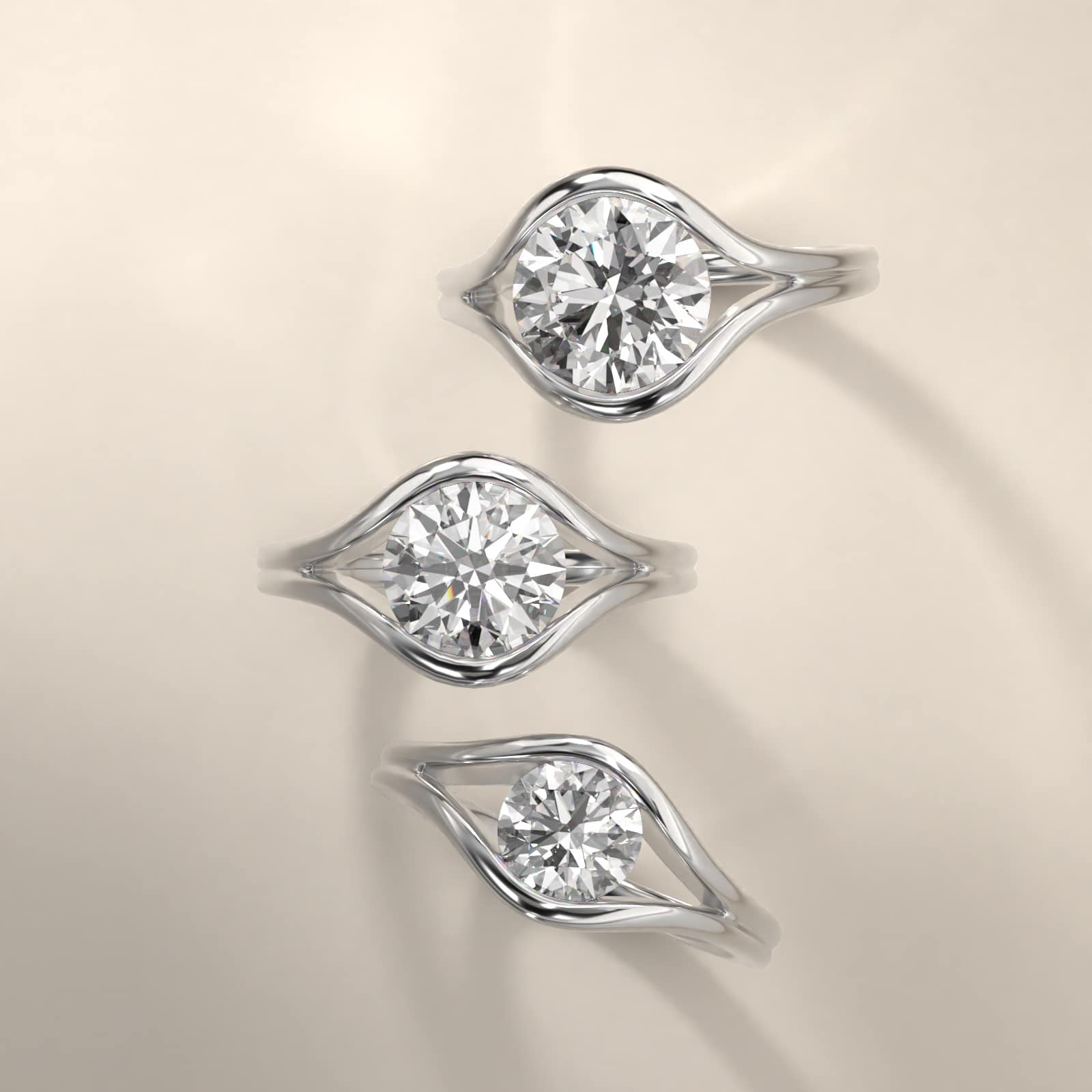 Oculus Solitaire Engagement Ring In 14K White Gold