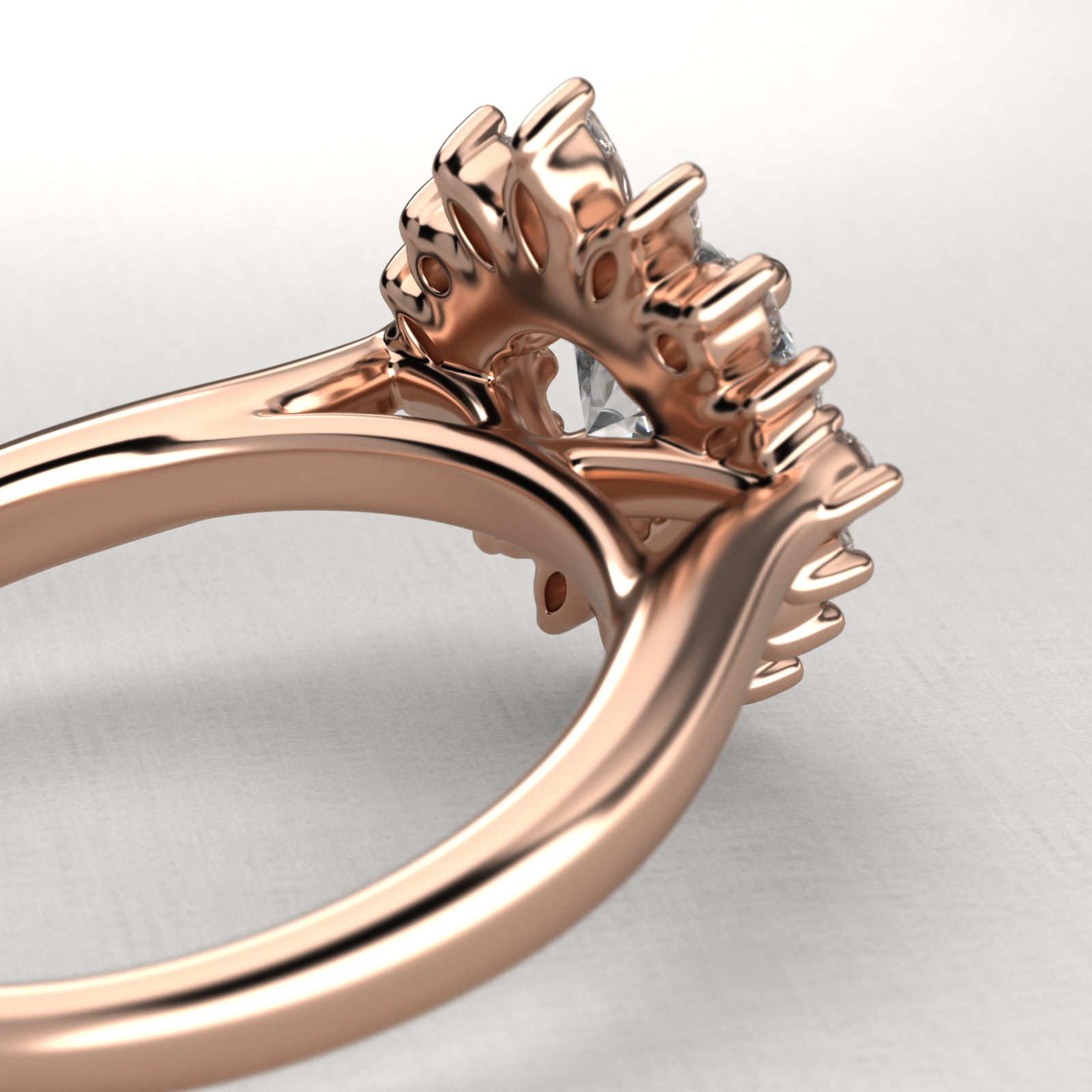 14K Rose Gold Starburst Halo Engagement Ring