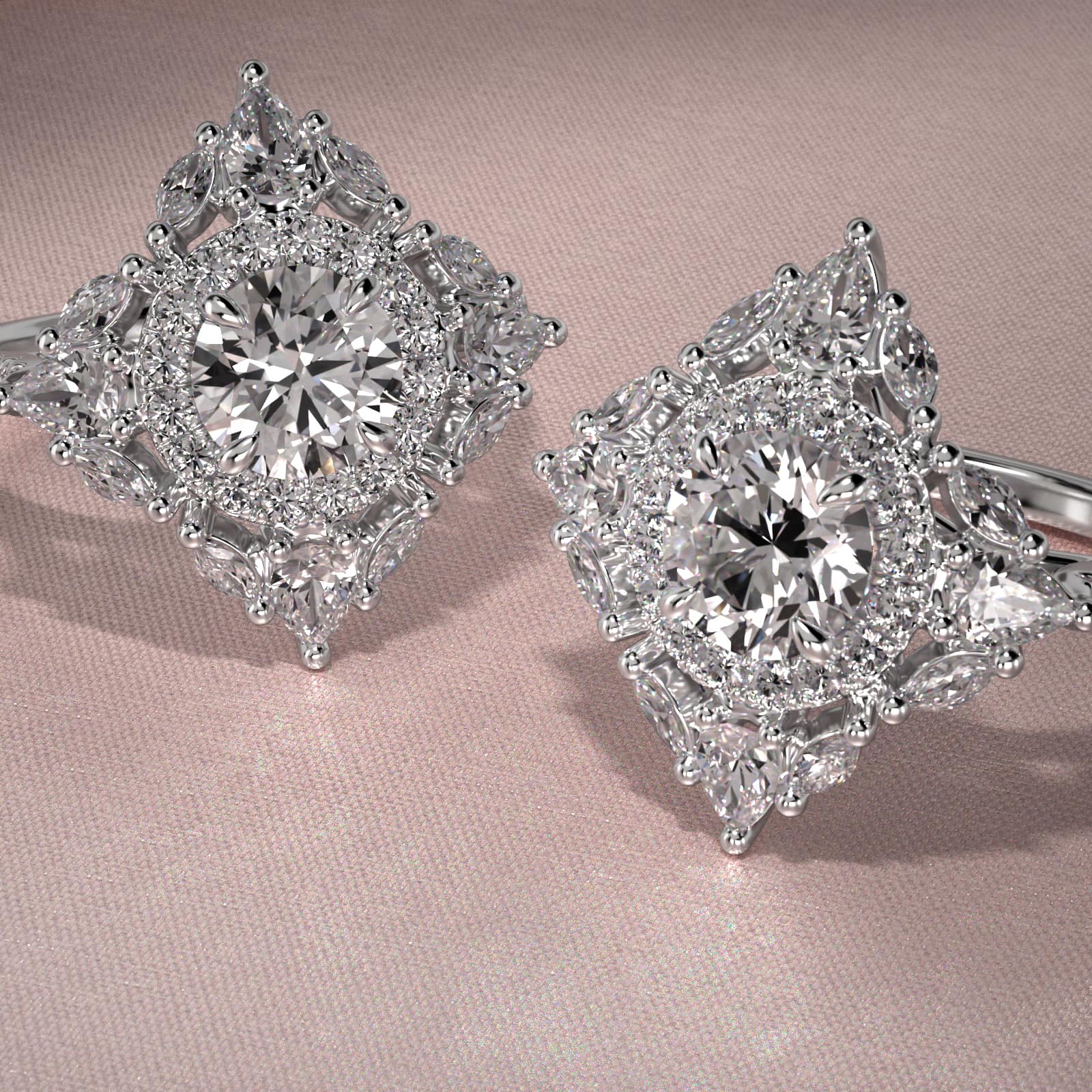 Empress Diamond Halo Engagement Ring In Platinum