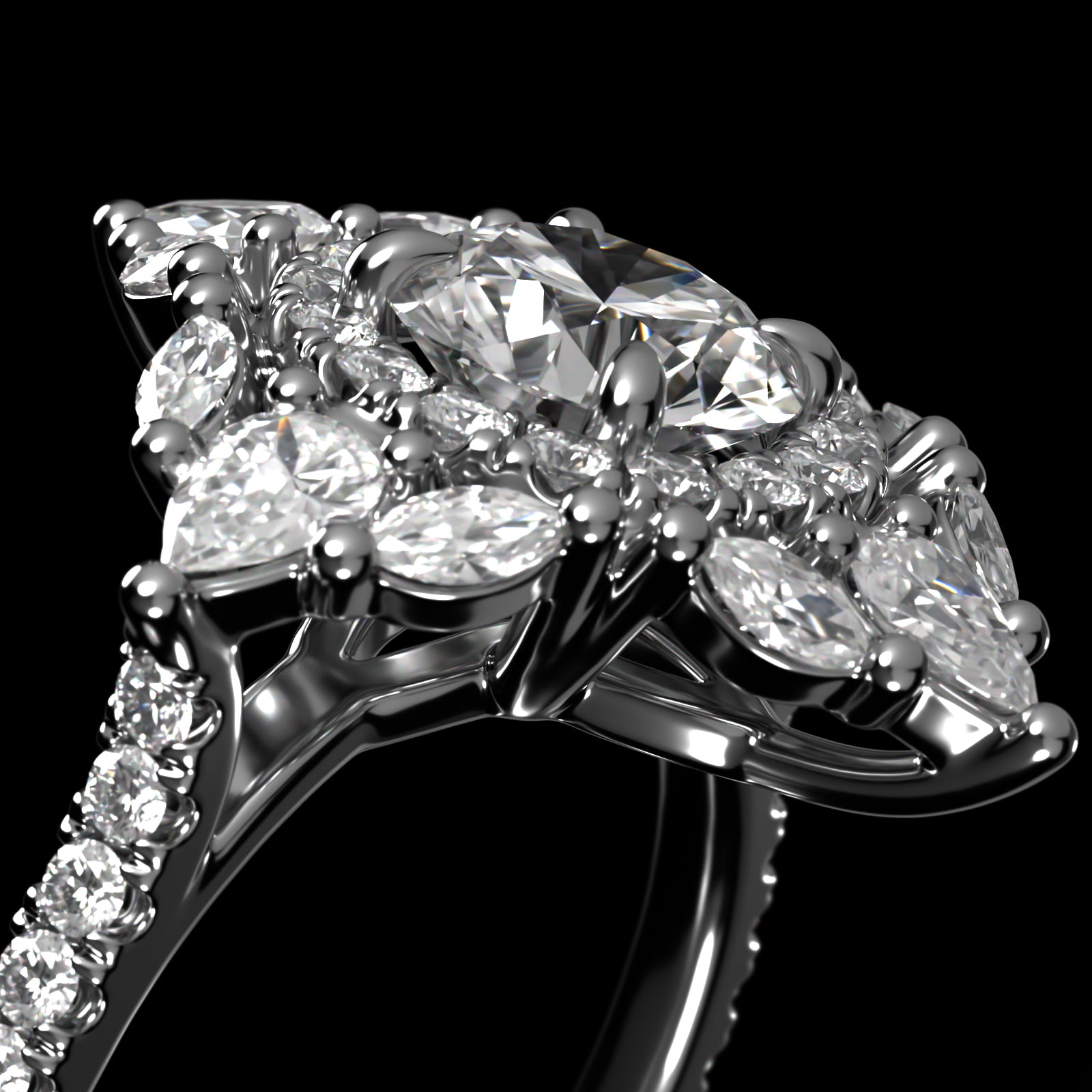 Empress Diamond Halo Engagement Ring In Platinum