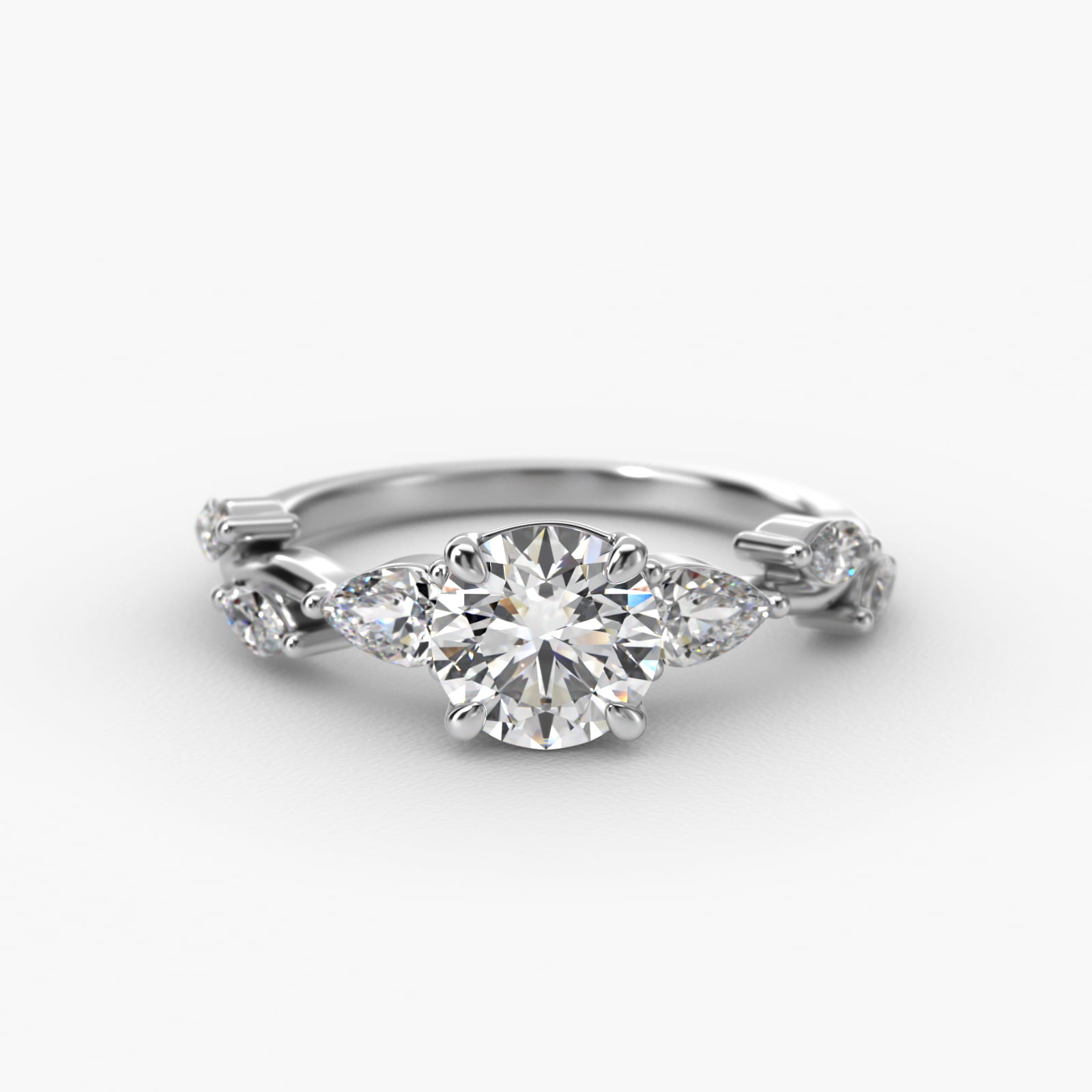Diamond Vine Side Stone Engagement Ring In Platinum