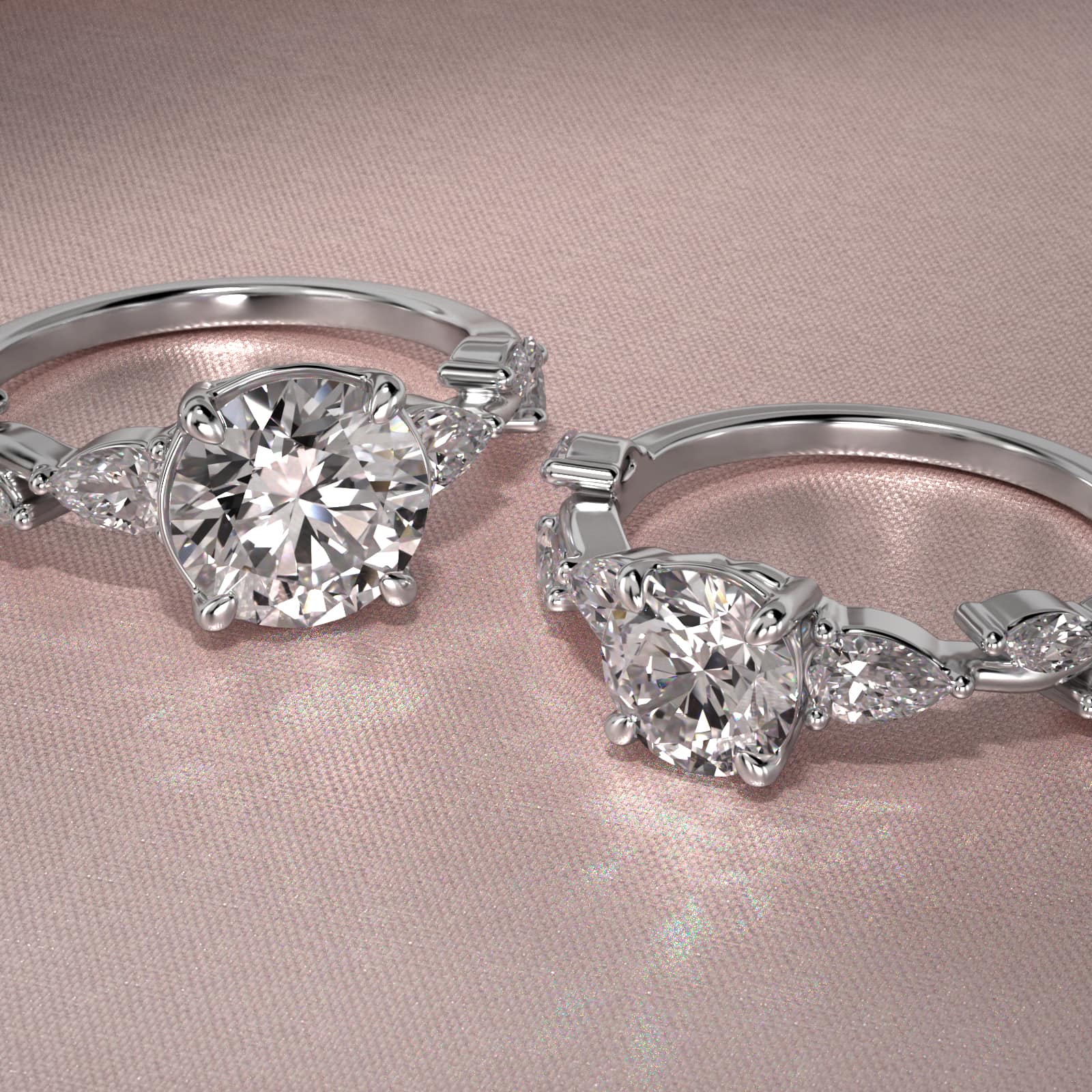 Diamond Vine Side Stone Engagement Ring In Platinum