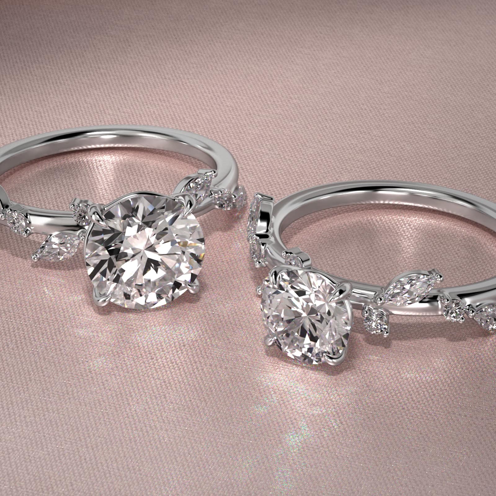 Diamond Whisper Side Stone Engagement Ring In 14K White Gold