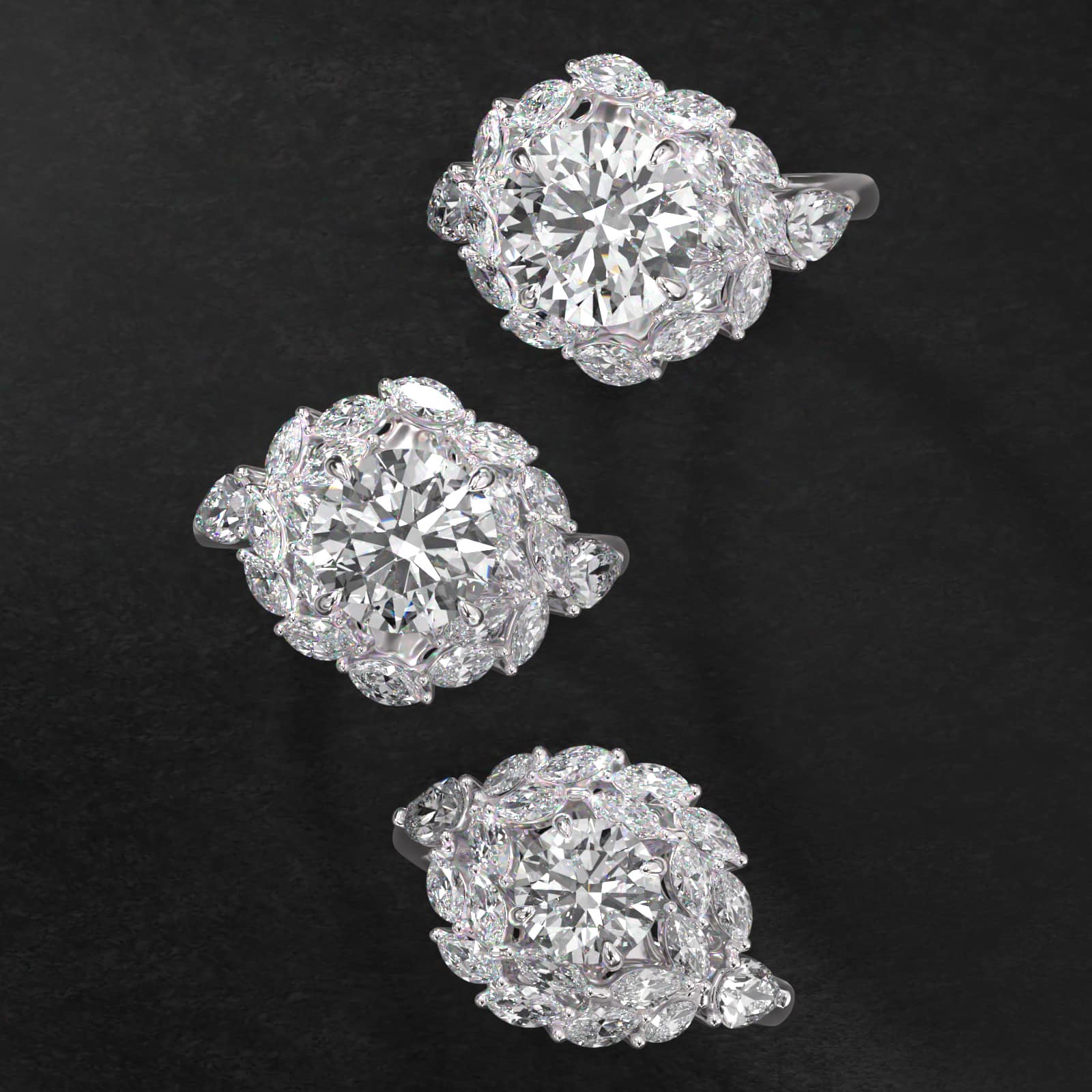 Marquise Dual Diamond Halo Engagement Ring In Platinum