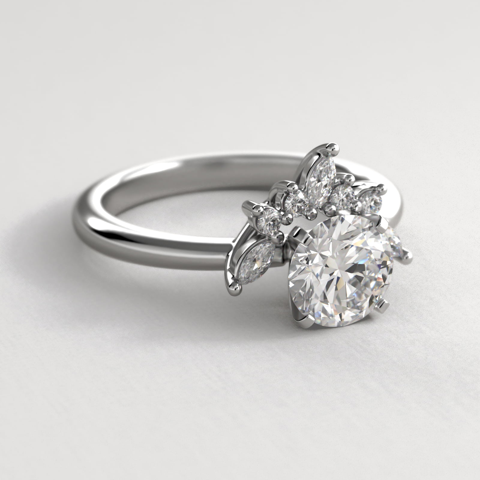 Diamond Half Halo Engagement Ring In Platinum