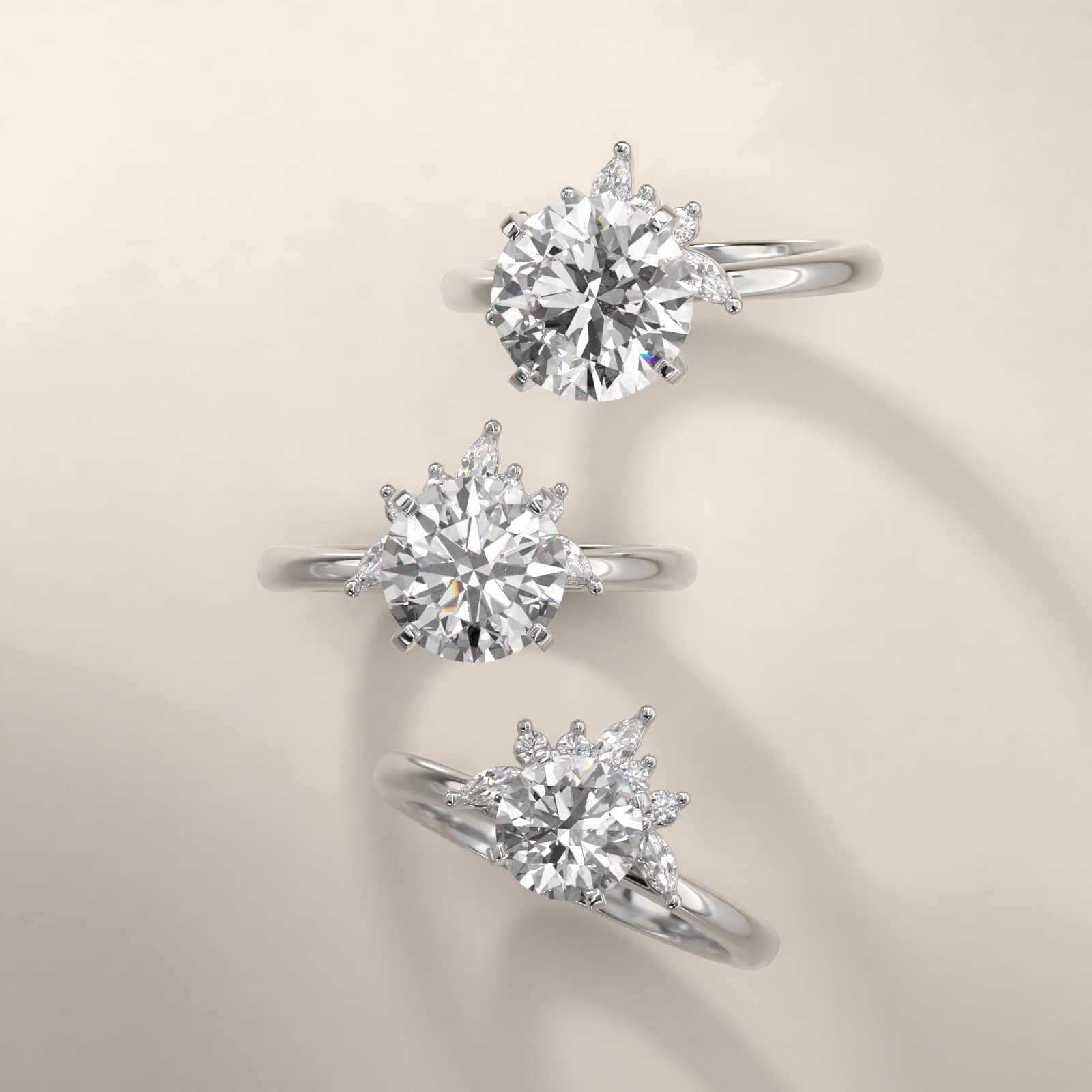 Diamond Half Halo Engagement Ring In Platinum