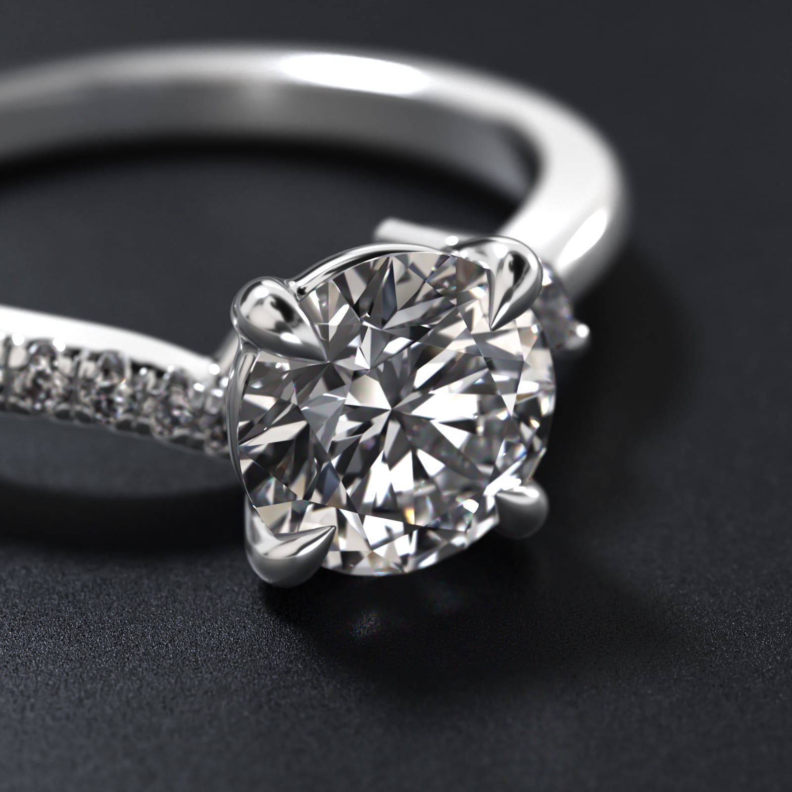 Marquise and Round Diamond Wave Pavé Engagement Ring In Platinum