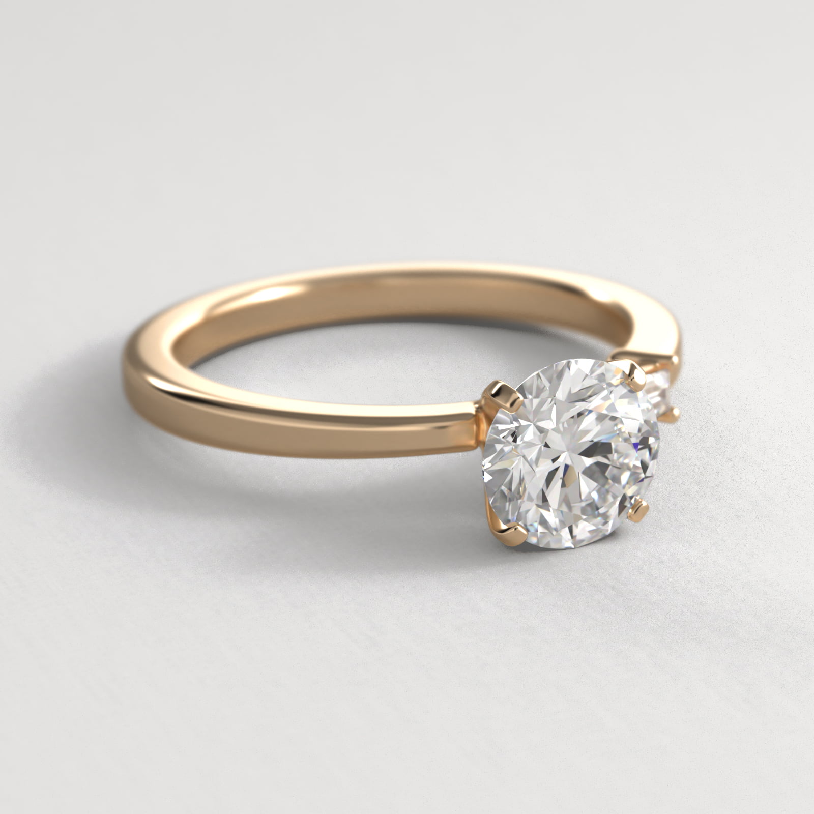 Simplistic Baguette Side Stone Diamond Engagement Ring In 18K Yellow Gold