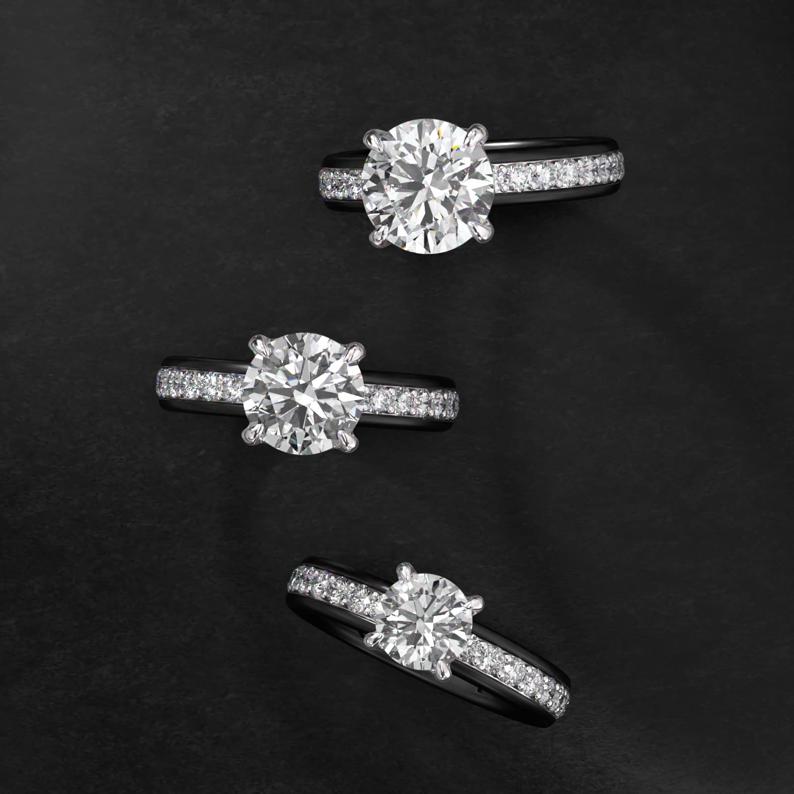 14K Black & White Gold Pavé Noir Engagement Ring