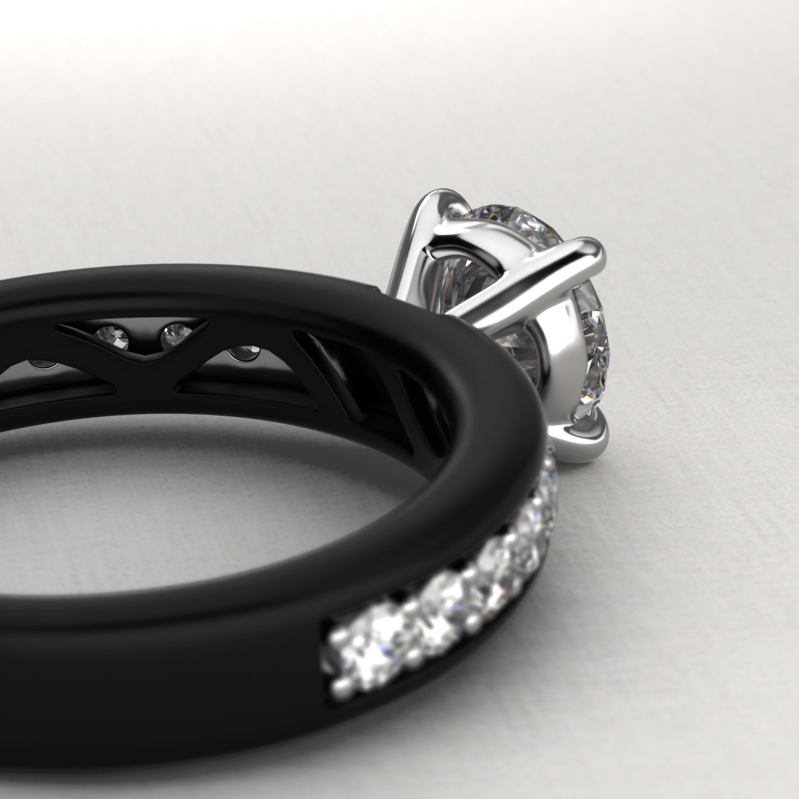 14K Black & White Gold Pavé Noir Engagement Ring
