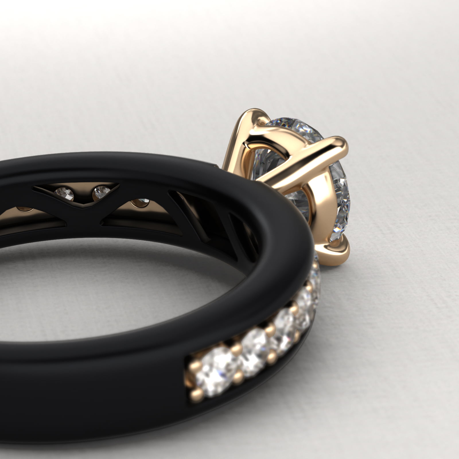 14K Black & Yellow Gold Pavé Noir Engagement Ring