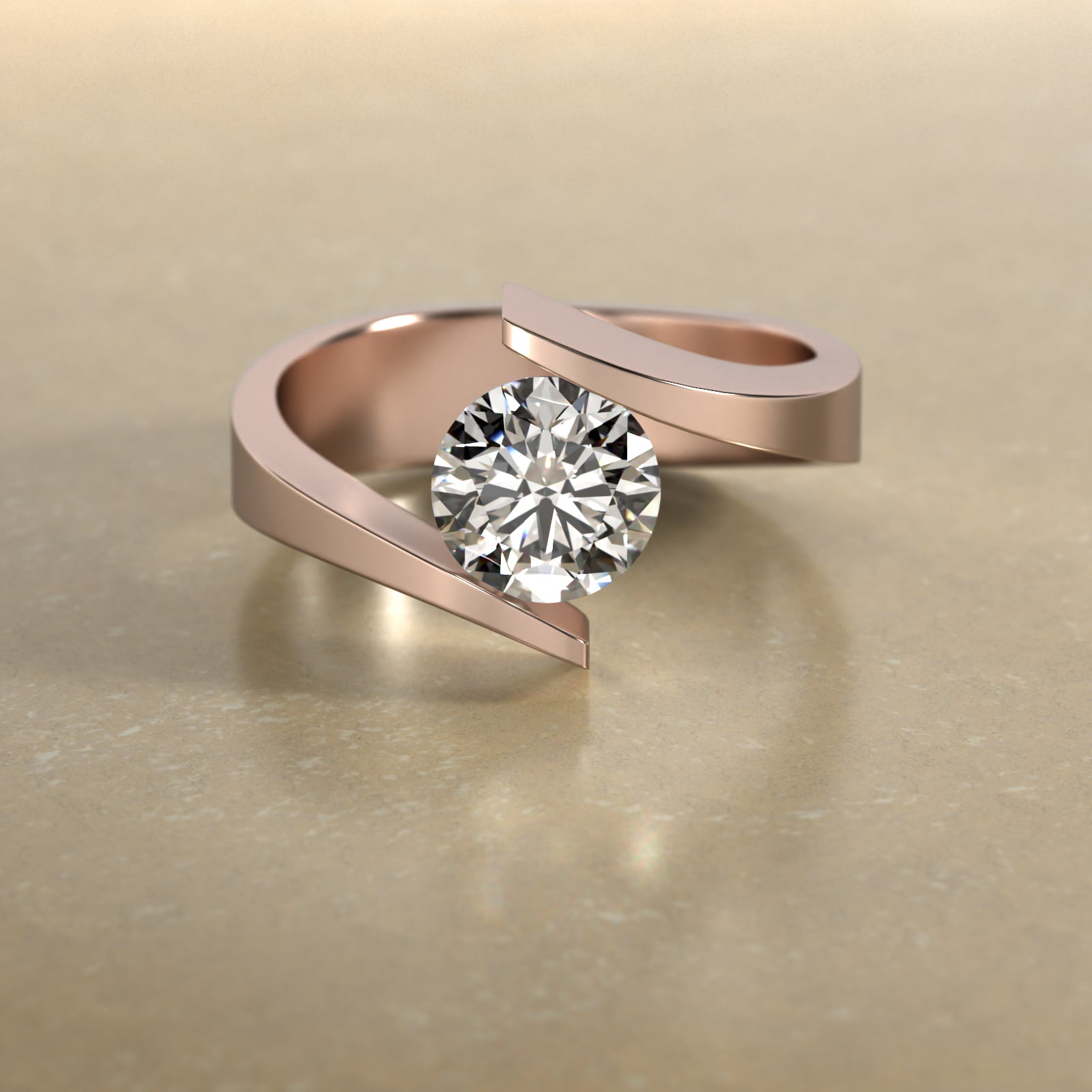 Tensional Ring GIA 0.73 Carat I-VVS2 Excellent Cut Round Diamond Spiral Tension ...