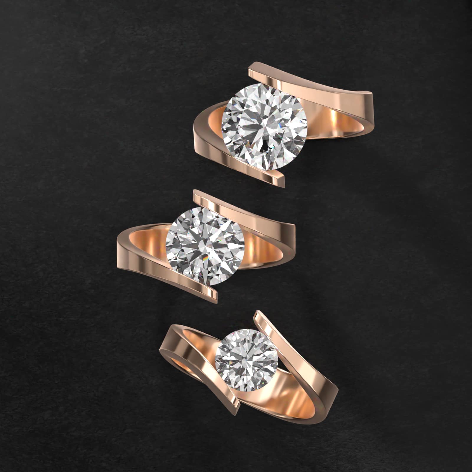 Tensional Ring GIA 0.73 Carat I-VVS2 Excellent Cut Round Diamond Spiral Tension ...