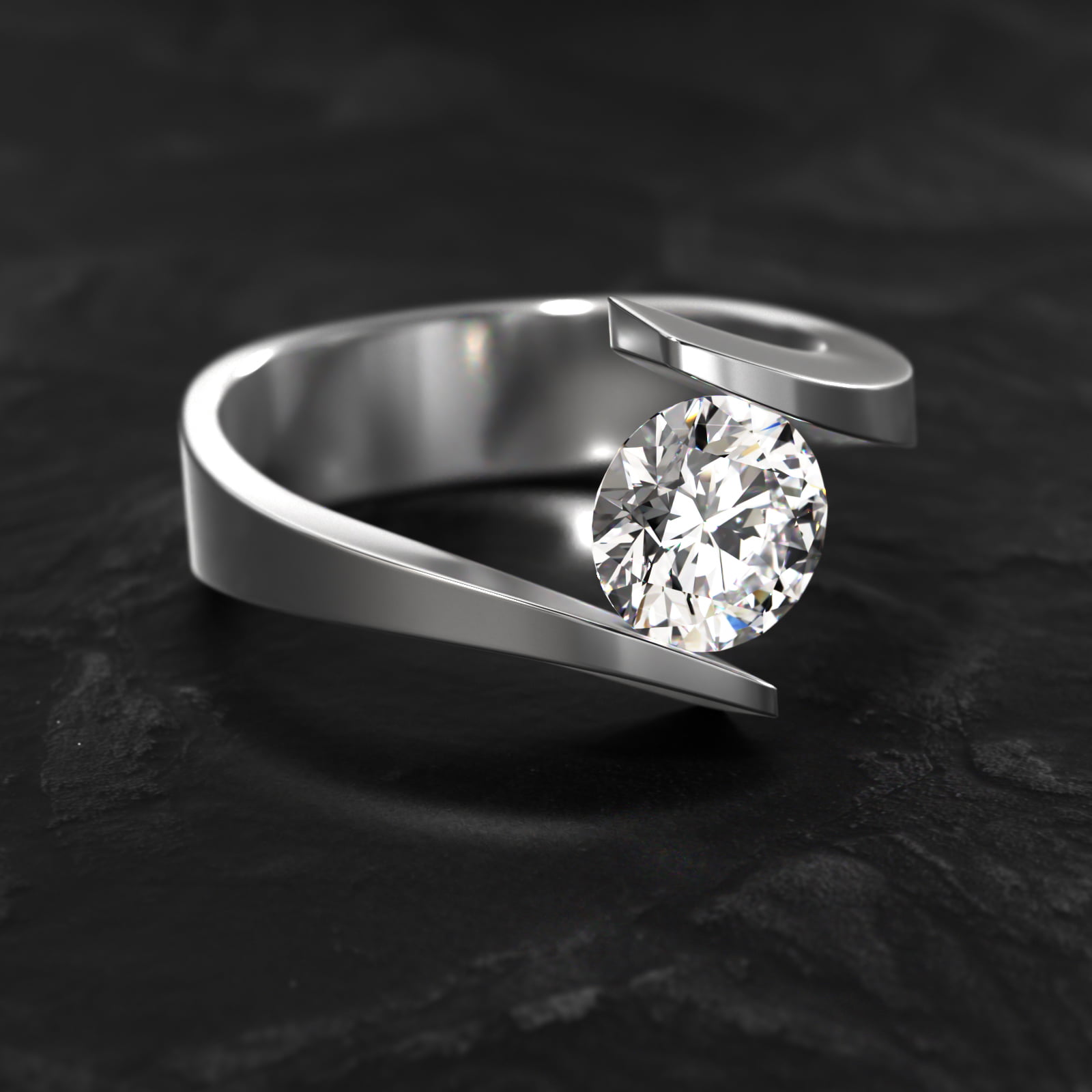 Spiral Tension Engagement Ring In Platinum