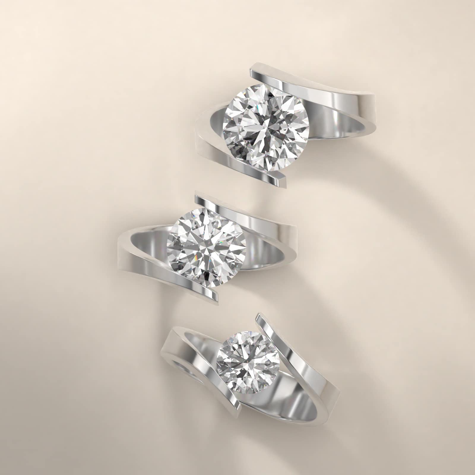 Spiral Tension Engagement Ring In Platinum