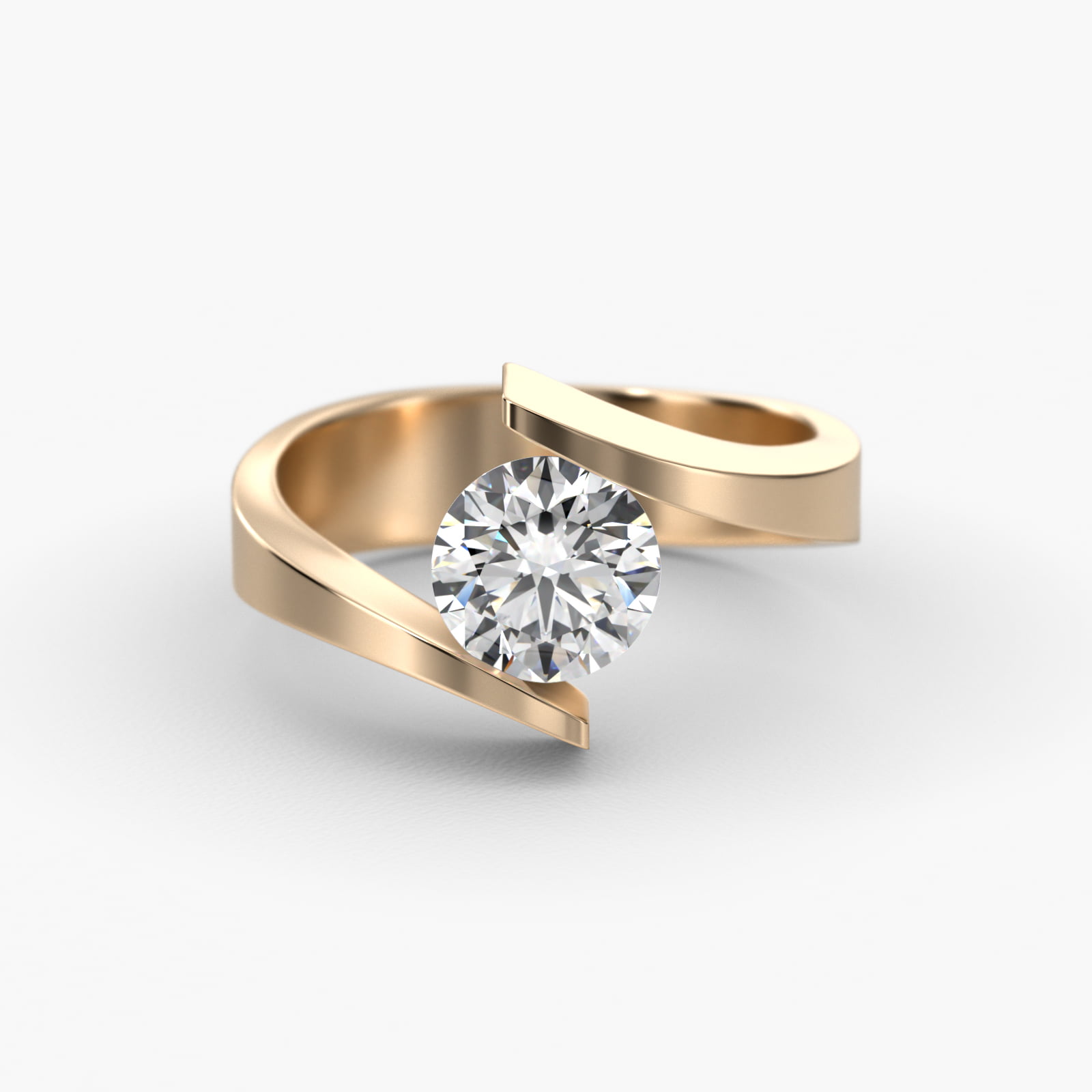 Spiral Tension Engagement Ring In 14K Yellow Gold