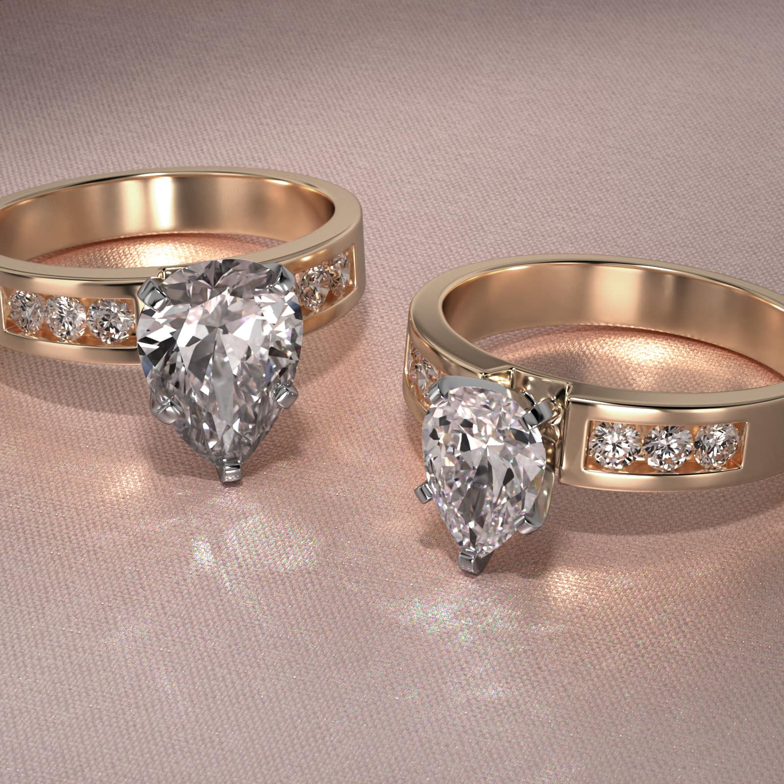 14K Yellow Gold Channel Set Round Shaped Diamond Engagement Ring