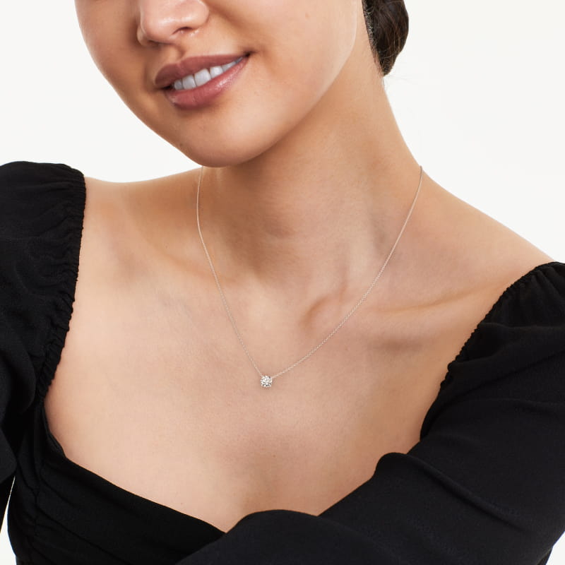 Platinum Four Prong Basket Solitaire Diamond Pendant (Mounting)